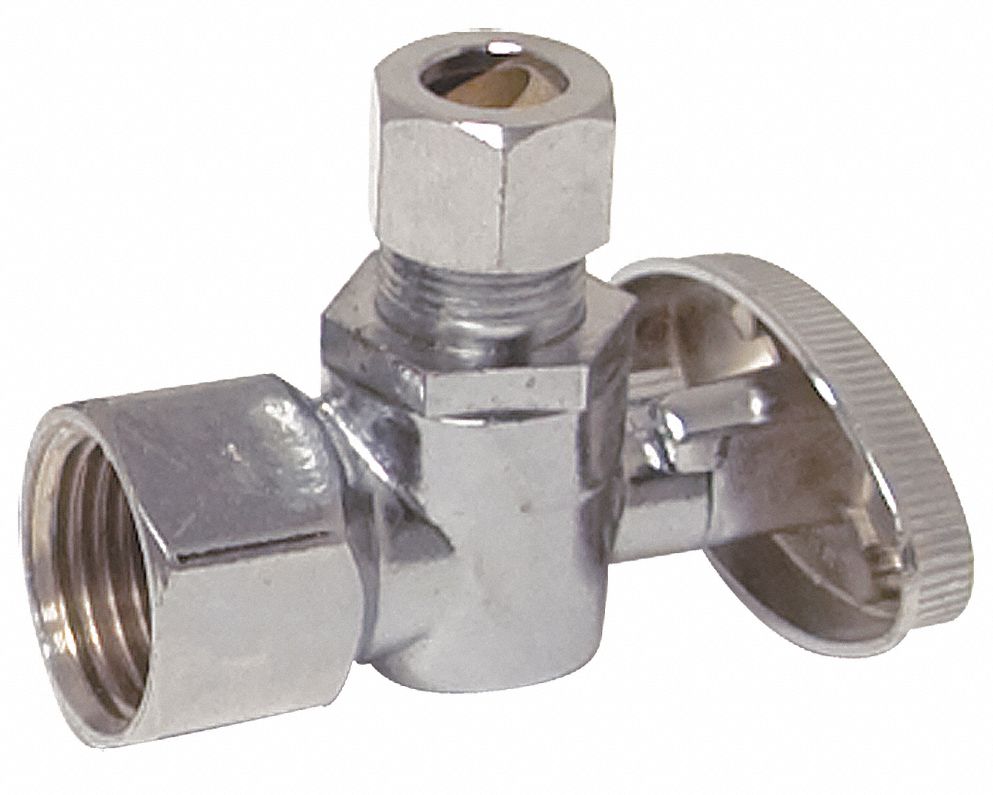 GRAINGER APPROVED Chrome Plated Water Supply Stop, FIP Inlet Type, 150