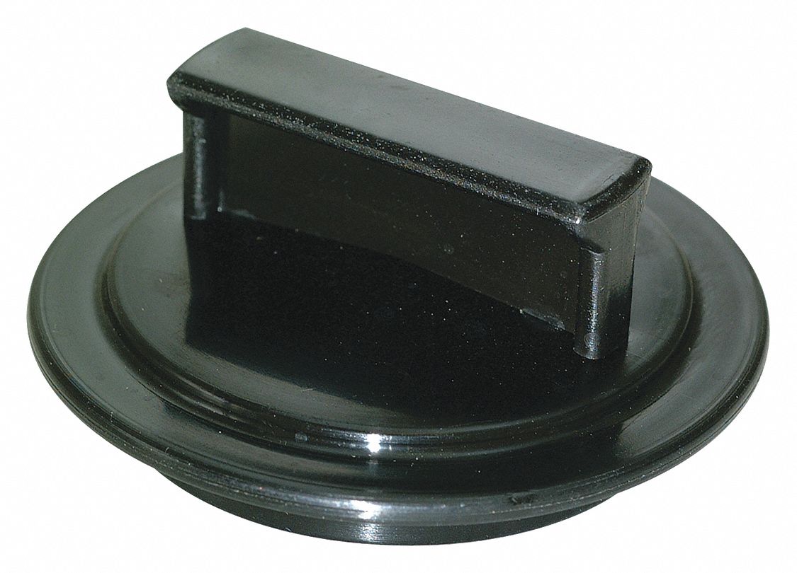 DRAIN STOPPER: 2 7/8 IN OVERALL DIA, PLASTIC, BLACK, PUSH AND PULL, DISPOSAL