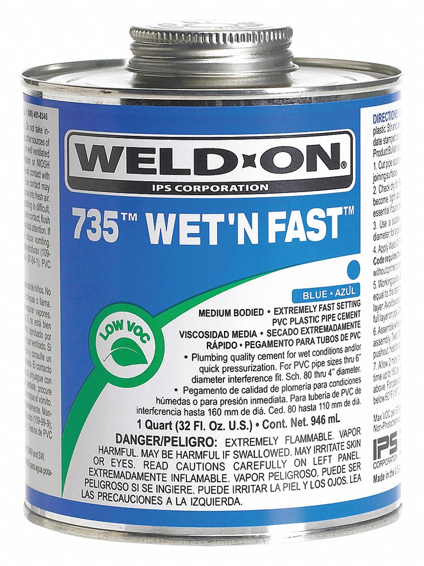 GRAINGER APPROVED Blue CPVC Cement, For Use With Pipes 447N6886243