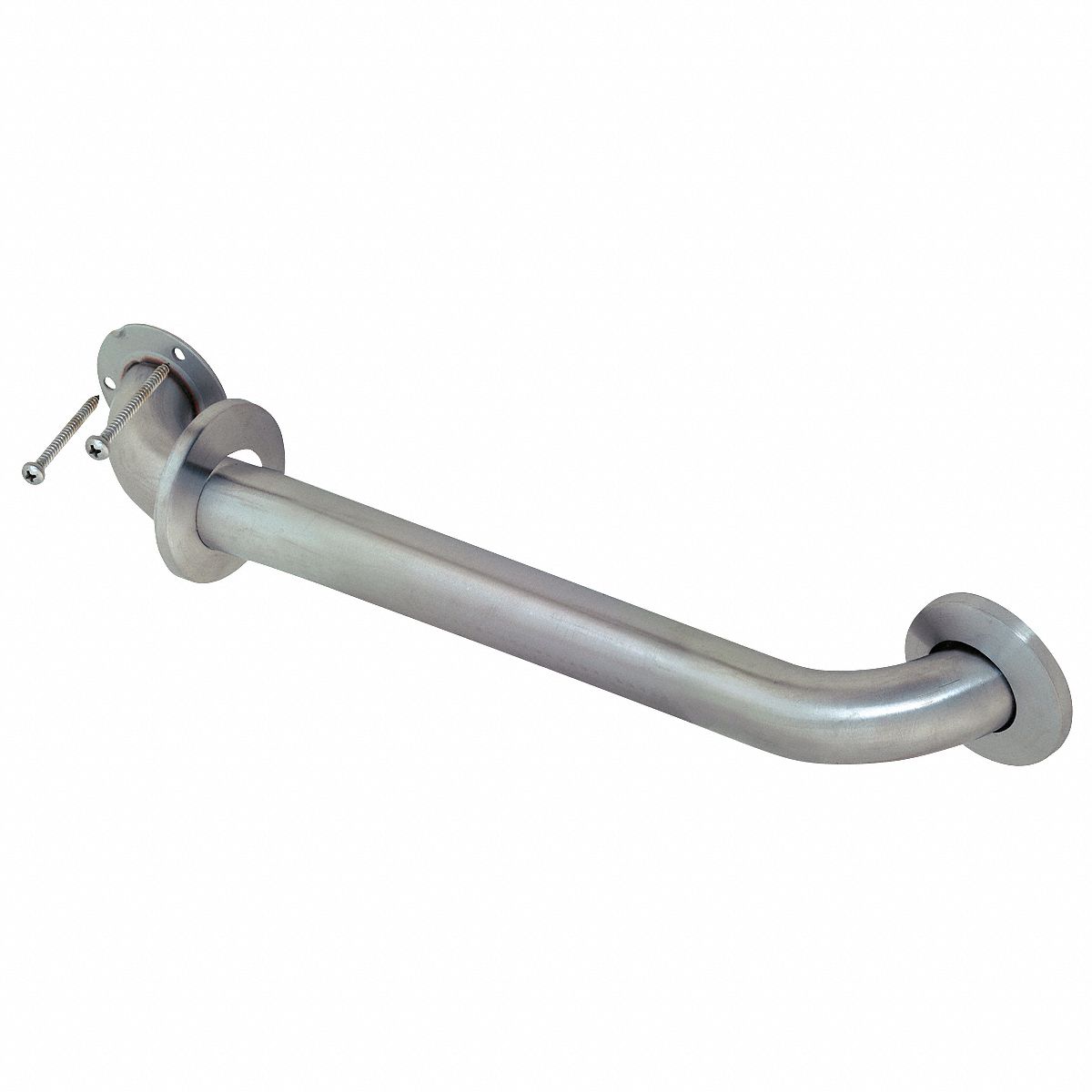 Grab Bar: Straight, 18 in Lg, 1 1/2 in Dia, Stainless Steel, Unfinished, Silver