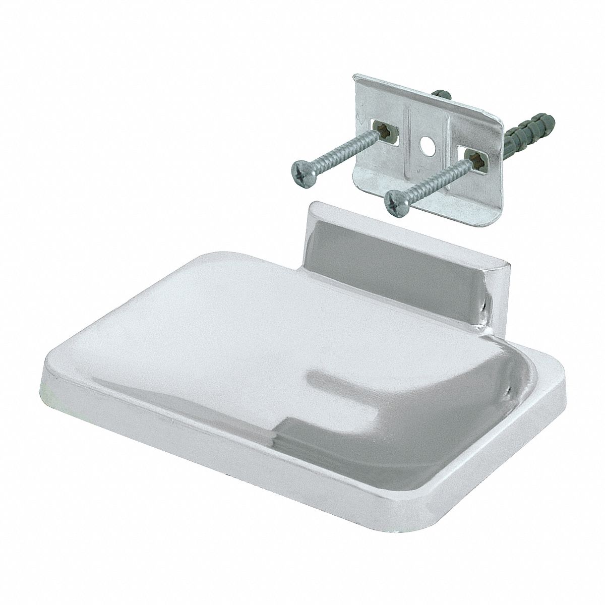 SOAP DISH: 15202, WALL MOUNT, 1¾ IN X 4½ IN X 3 ⅜ IN, METAL, CHROME PLATED