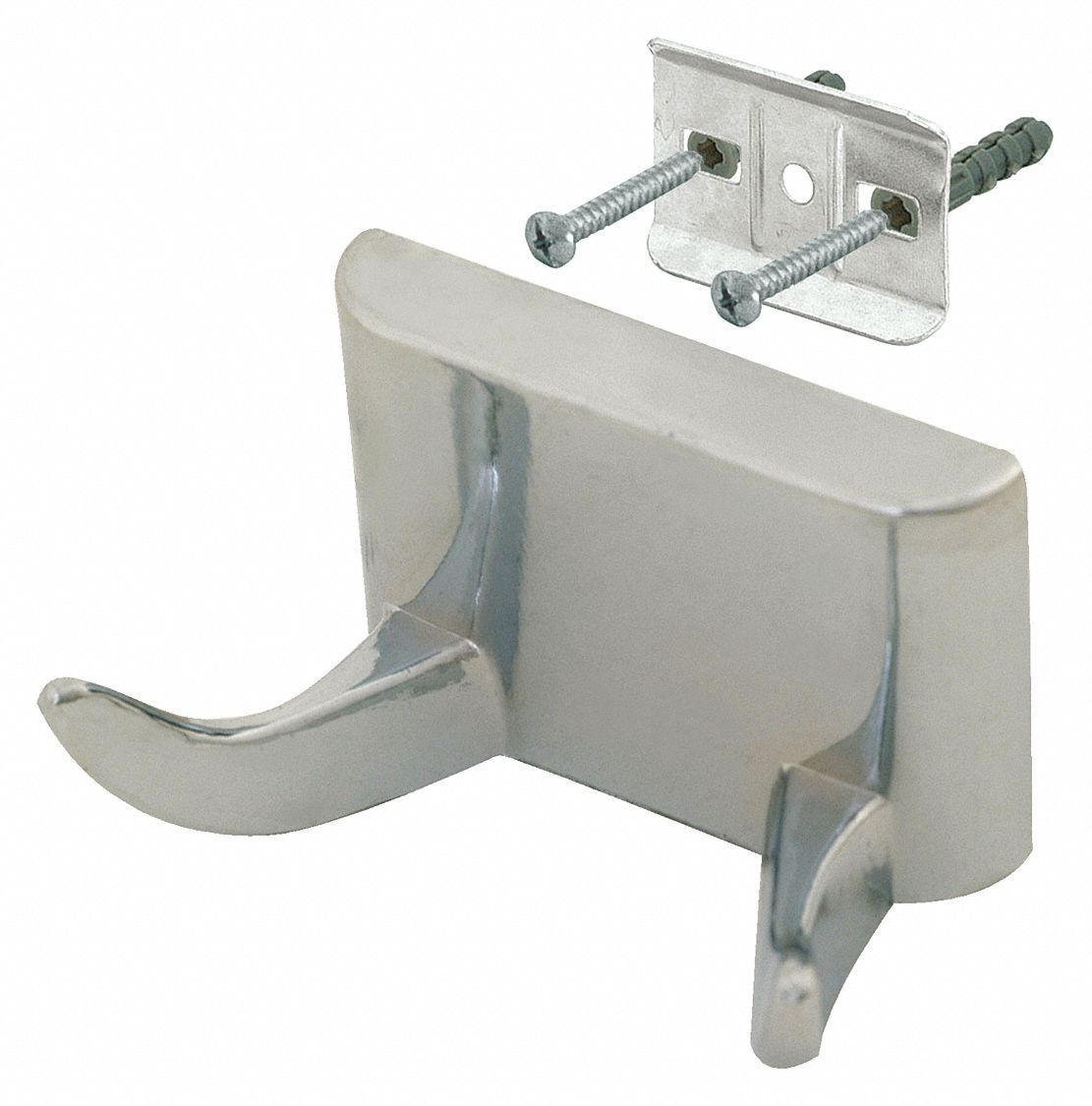 ROBE HOOK: 15241, 2 HOOKS, METAL, CHROME PLATED, 1½ IN X 2¼ IN X 1½ IN