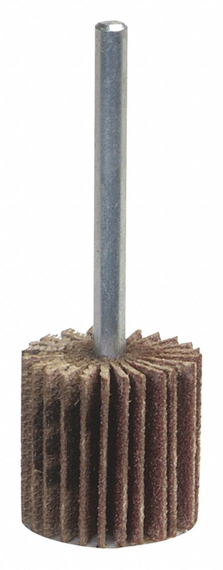 FLAP WHEEL, 2 IN DIAMETER X 1½ IN W, ¼ IN STRAIGHT SHANK, ALUMINUM OXIDE, P60 GRIT