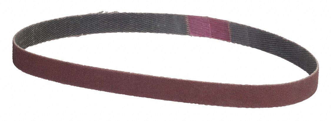 Sanding Belt: 3/8 in W x 13 in L, Aluminum Oxide, P80 Grit, Y Wt Polyester Backing
