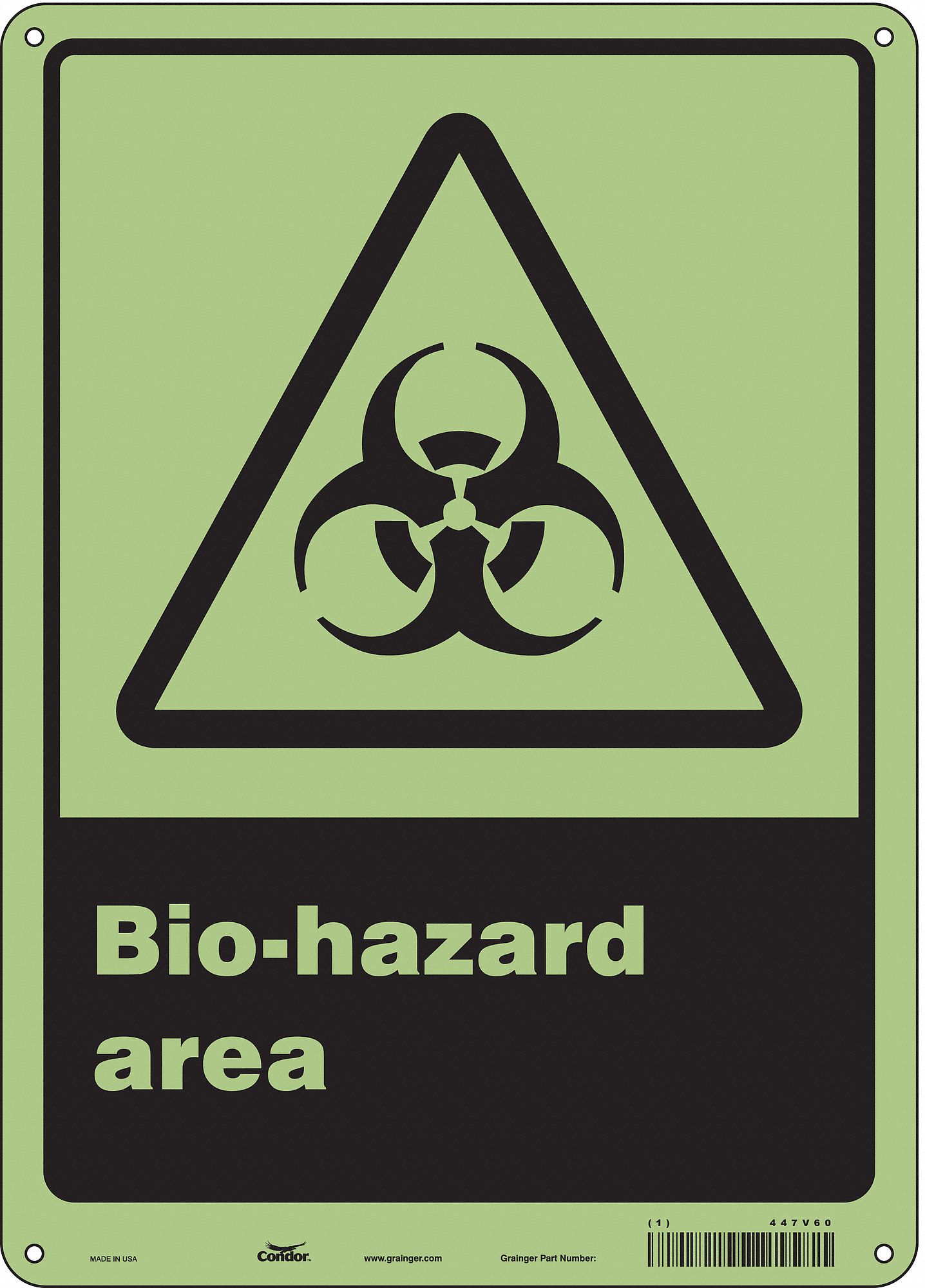 Safety Sign: Polyethylene, Mounting Holes Sign Mounting, 14 in x 10 in Nominal Sign Size