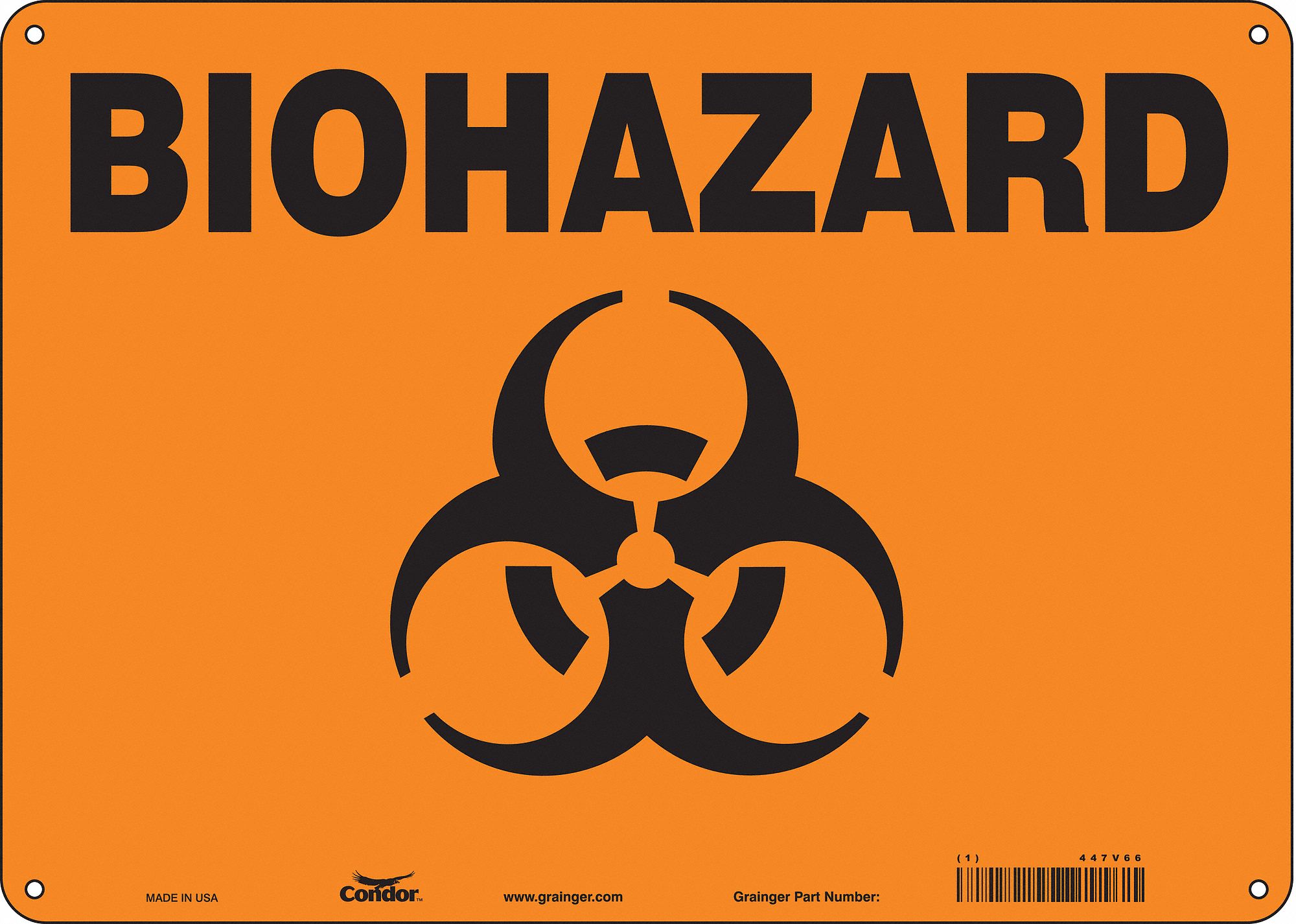 Safety Sign: Polyethylene, Mounting Holes Sign Mounting, 10 in x 14 in Nominal Sign Size