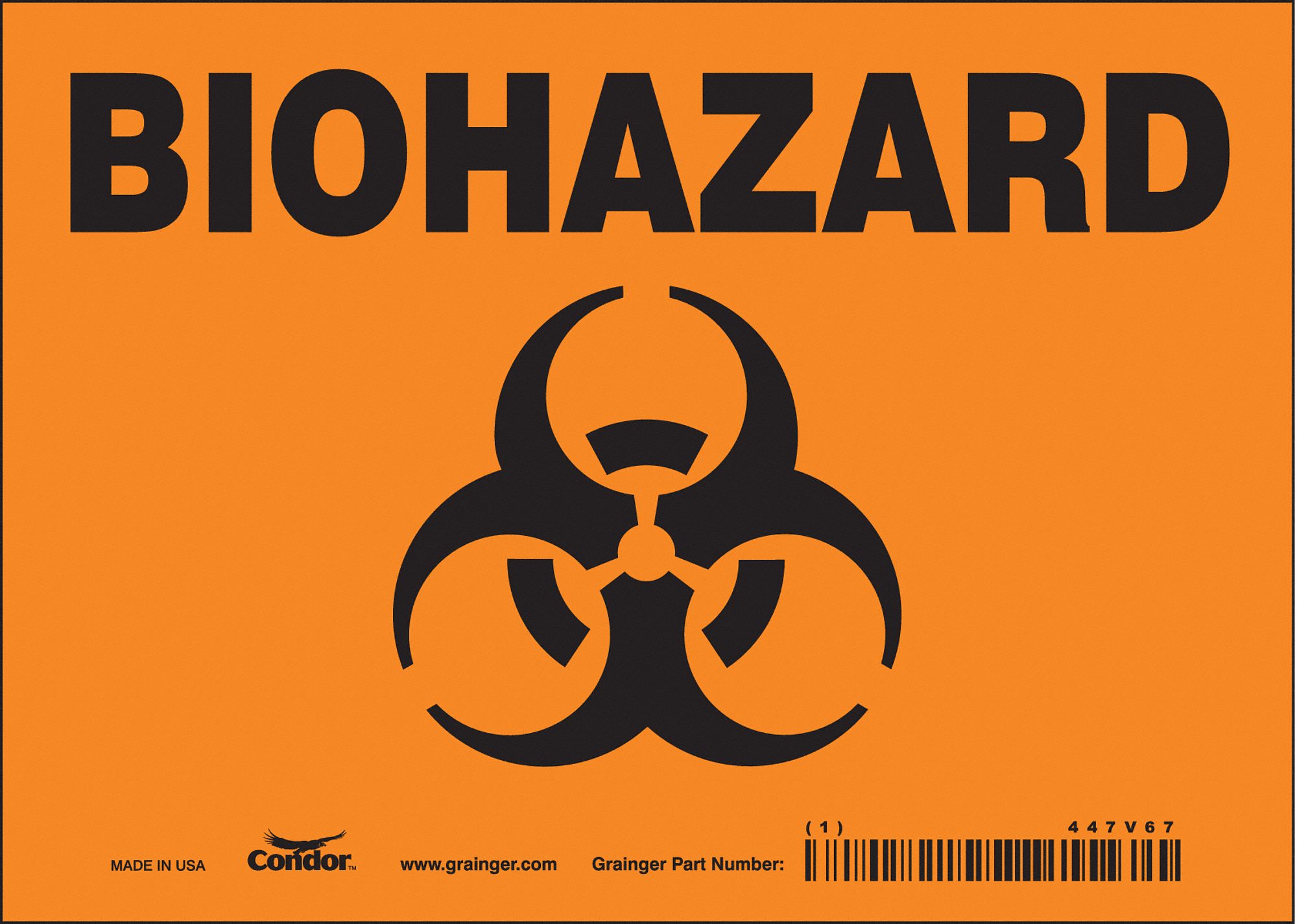 Safety Sign: Vinyl, Adhesive Sign Mounting, 5 in x 7 in Nominal Sign Size, Not Retroreflective