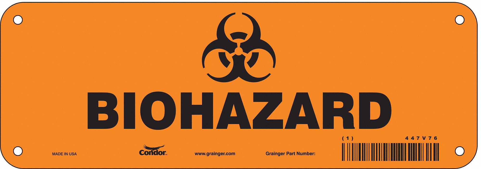 Safety Sign, 3 1/2 in x 10 in, Aluminum