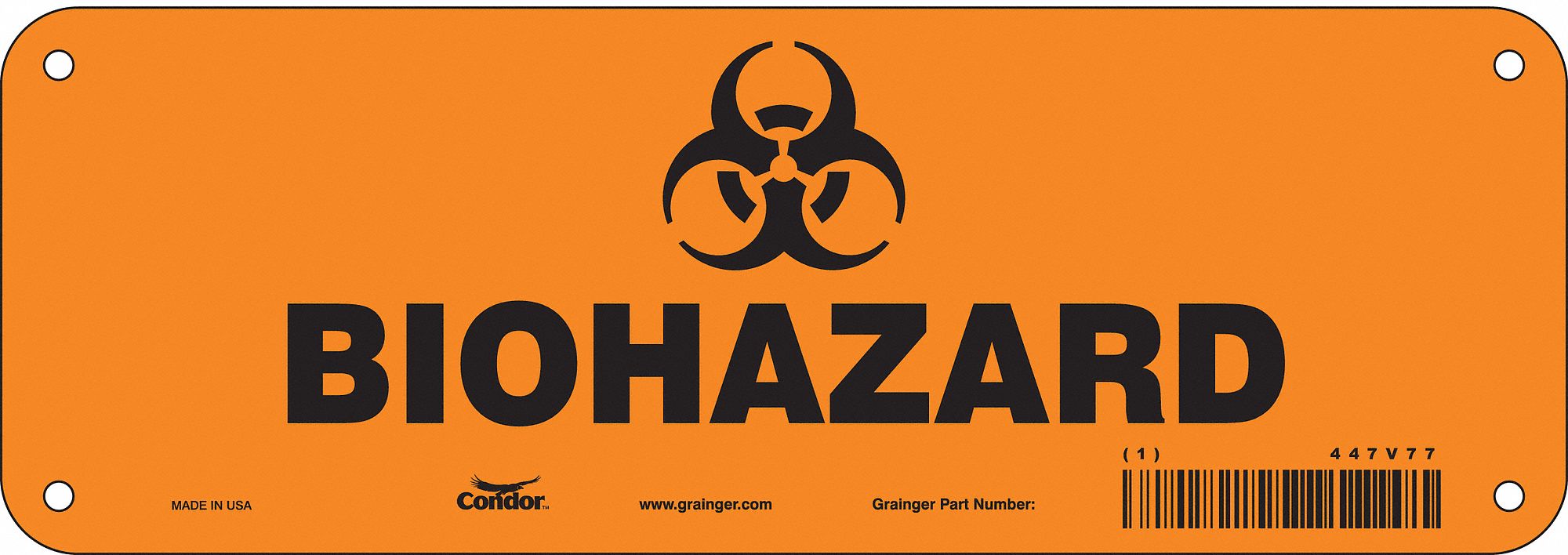 Safety Sign, 3.5x10in, Polyethylene
