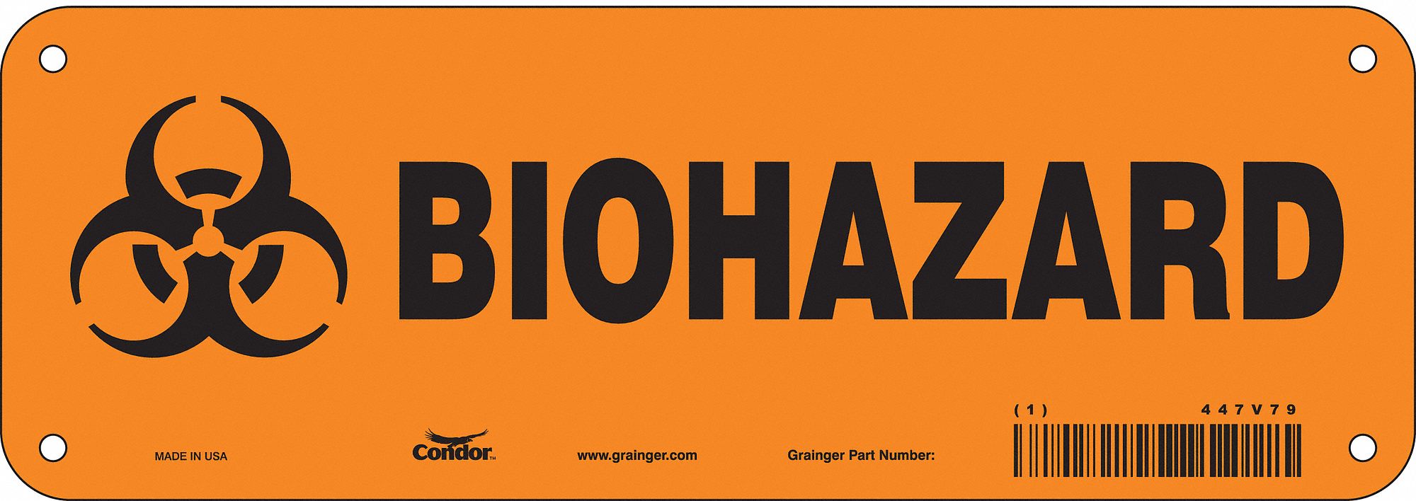 Safety Sign, 3 1/2 in x 10 in, Aluminum