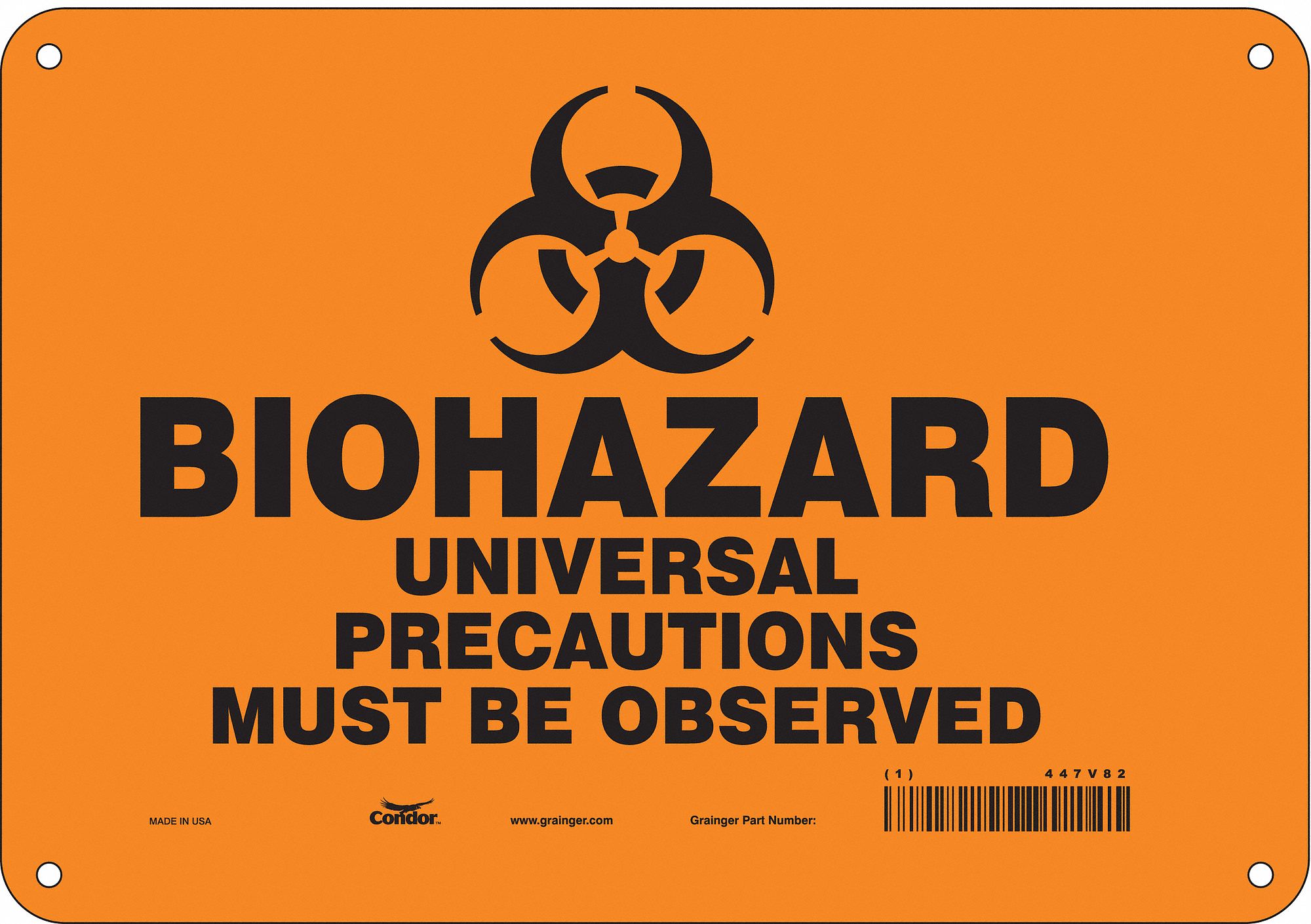 Safety Sign: Aluminum, Mounting Holes Sign Mounting, 7 in x 10 in Nominal Sign Size, 0.032 in Thick