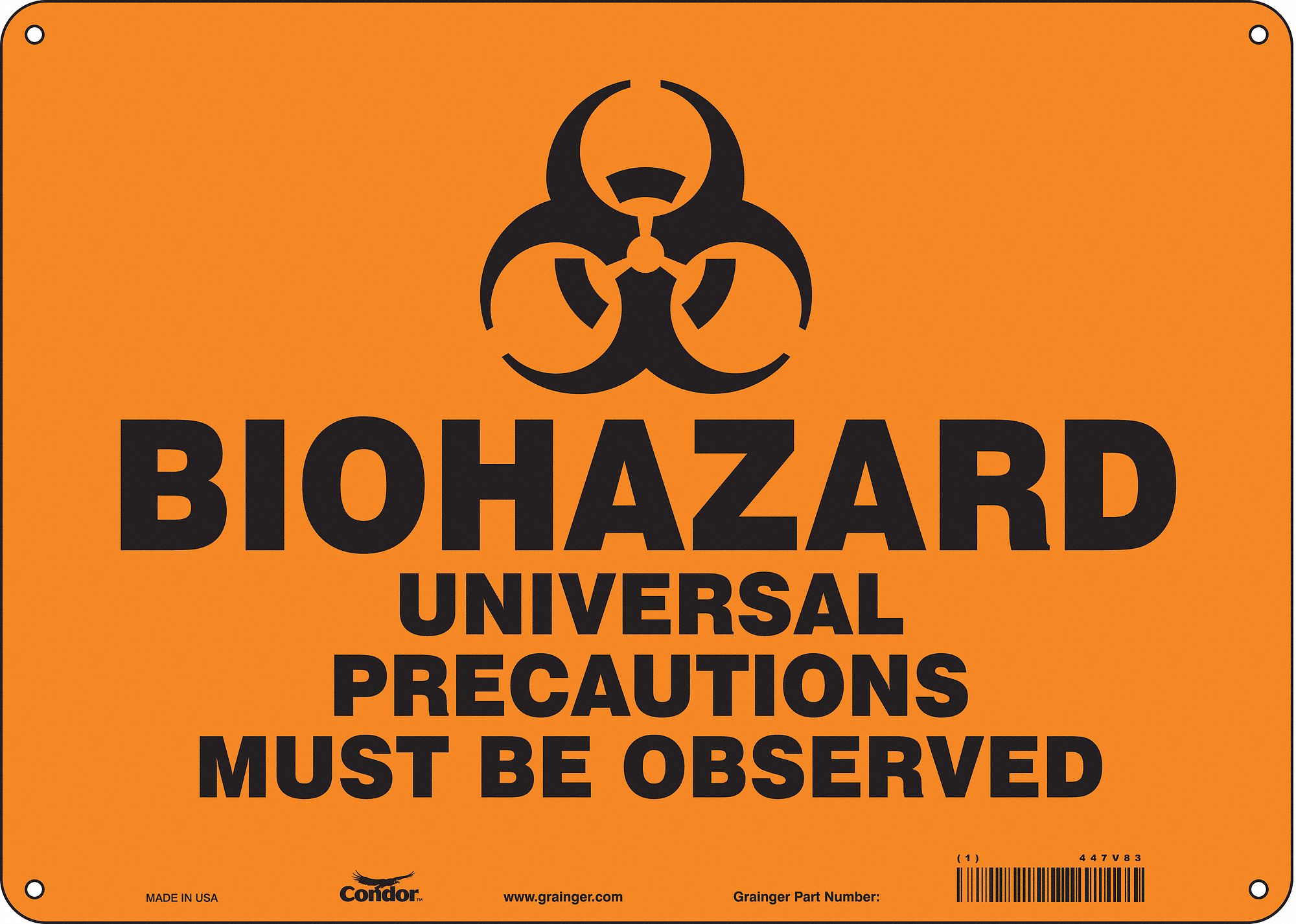 Safety Sign: Aluminum, Mounting Holes Sign Mounting, 10 in x 14 in Nominal Sign Size, 0.032 in Thick