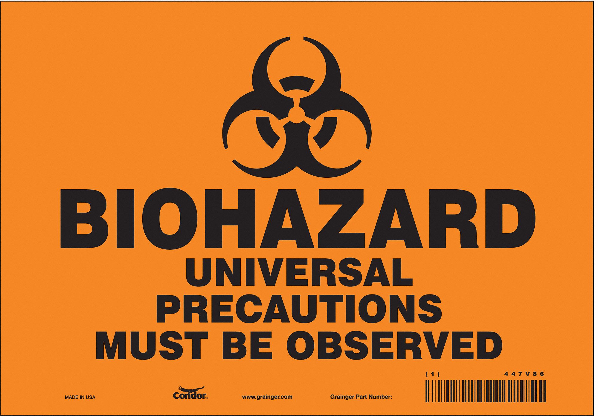 Safety Sign: Vinyl, Adhesive Sign Mounting, 7 in x 10 in Nominal Sign Size, Not Retroreflective