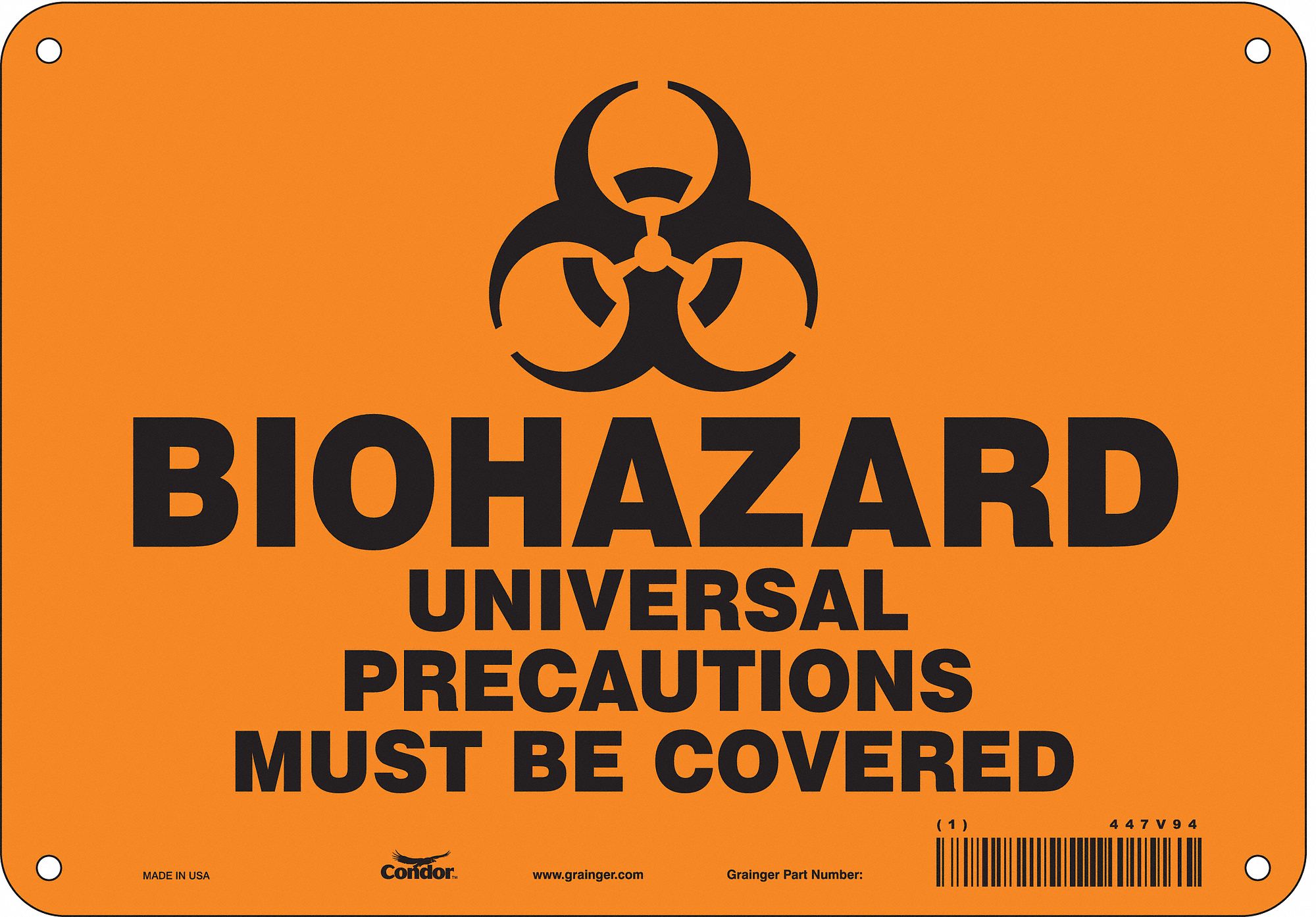 Safety Sign: Aluminum, Mounting Holes Sign Mounting, 7 in x 10 in Nominal Sign Size, 0.032 in Thick