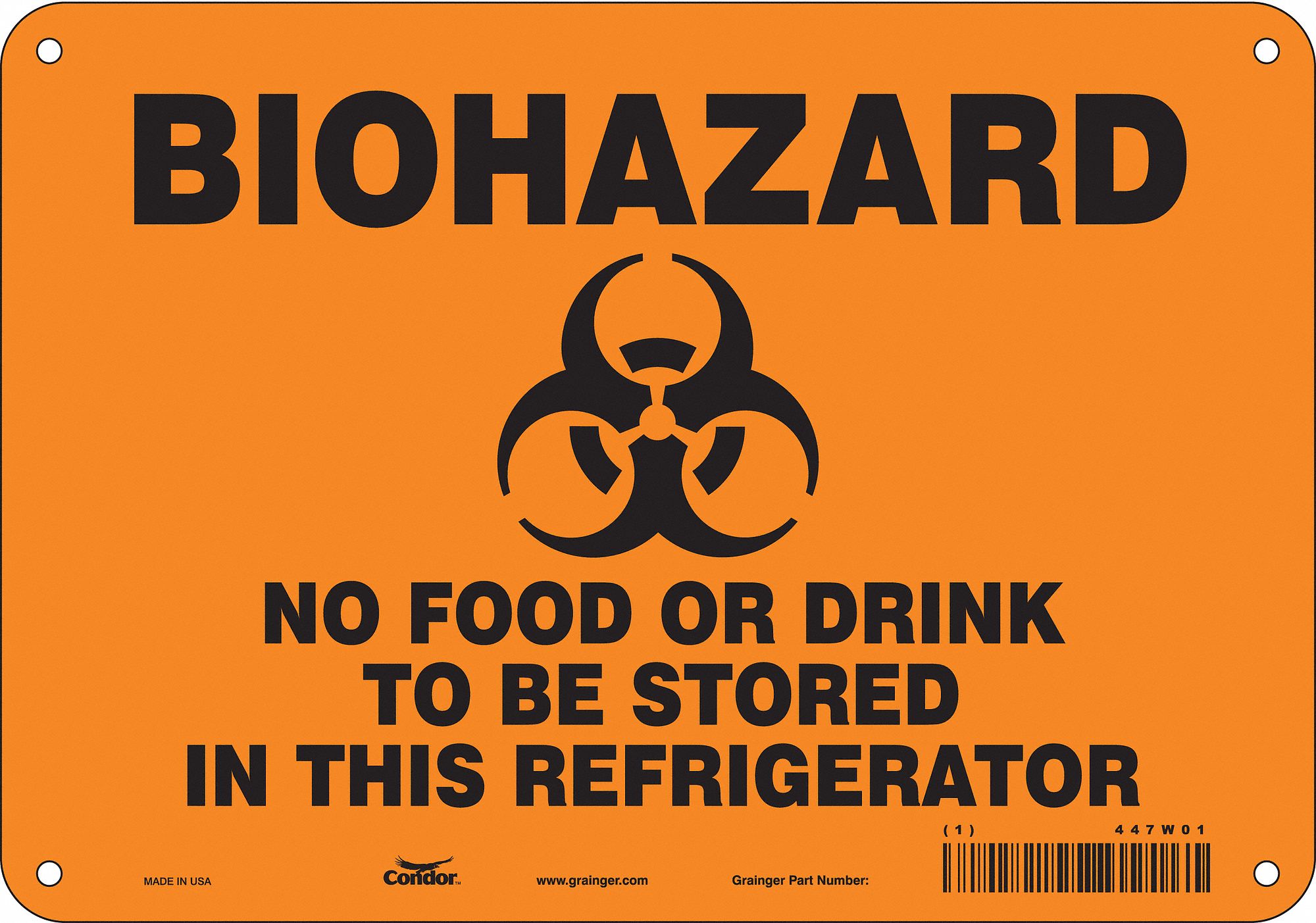 Safety Sign: Aluminum, Mounting Holes Sign Mounting, 7 in x 10 in Nominal Sign Size, 0.032 in Thick