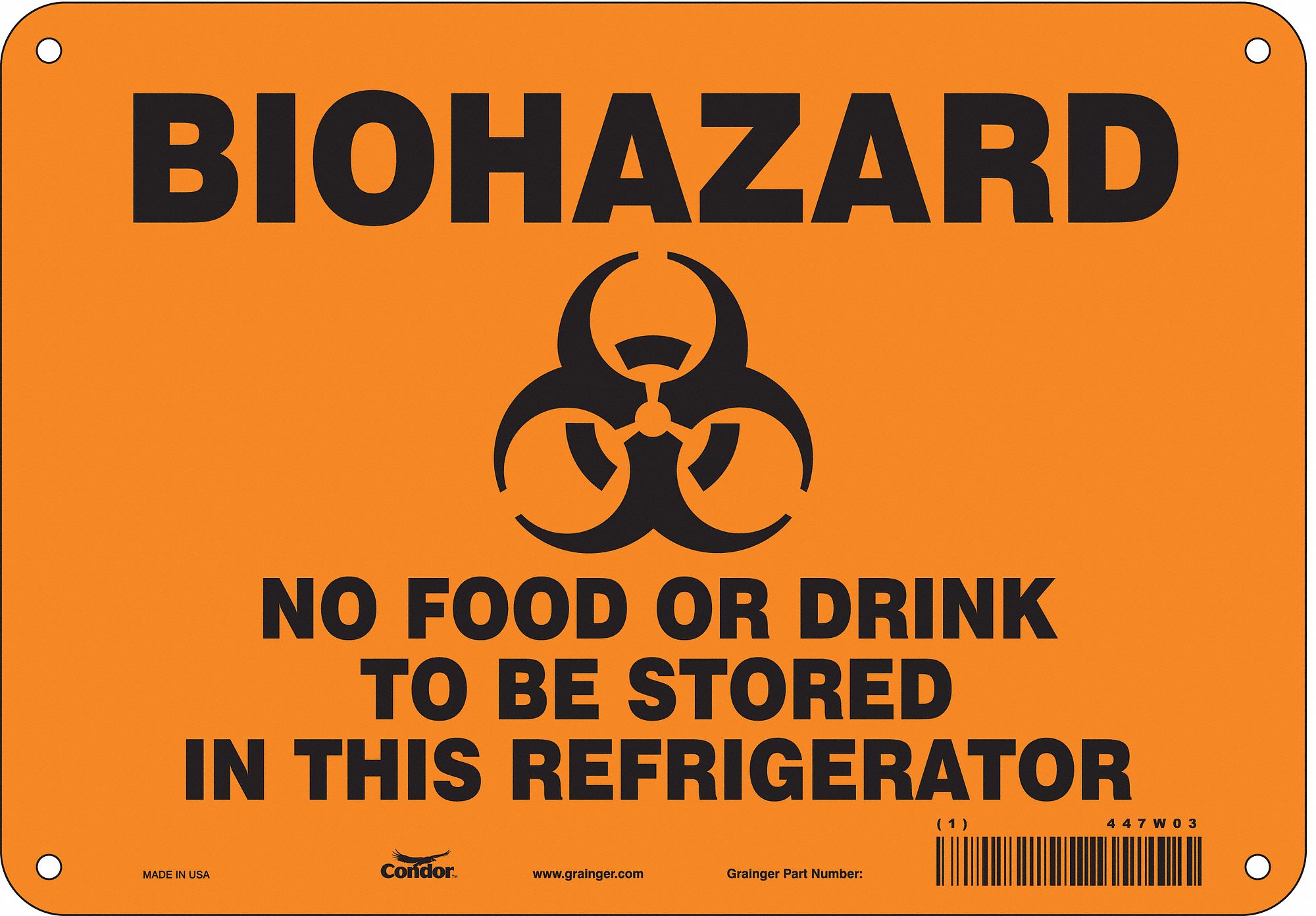 Safety Sign: Polyethylene, Mounting Holes Sign Mounting, 7 in x 10 in Nominal Sign Size, No Header