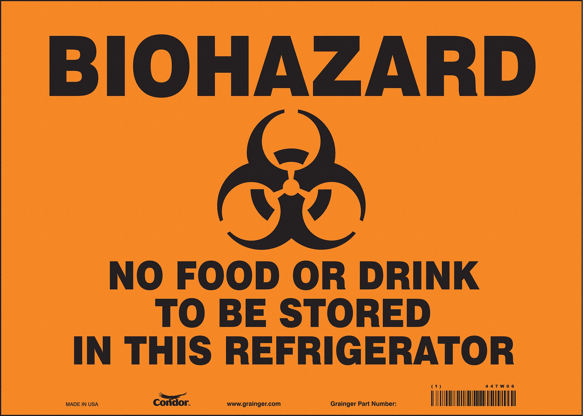 Safety Sign: Vinyl, Adhesive Sign Mounting, 10 in x 14 in Nominal Sign Size, Not Retroreflective