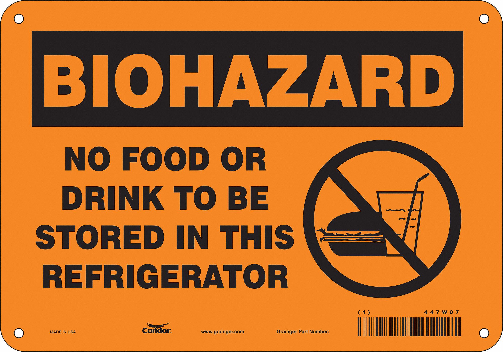Safety Sign: Aluminum, Mounting Holes Sign Mounting, 7 in x 10 in Nominal Sign Size, 0.032 in Thick
