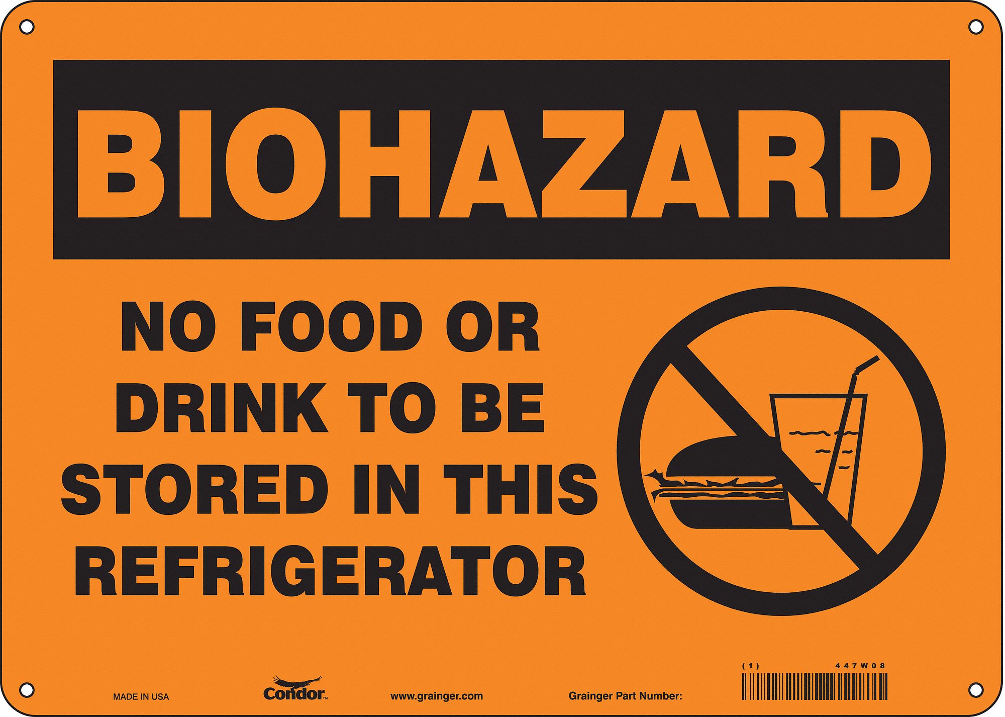 Safety Sign: Aluminum, Mounting Holes Sign Mounting, 10 in x 14 in Nominal Sign Size, 0.032 in Thick