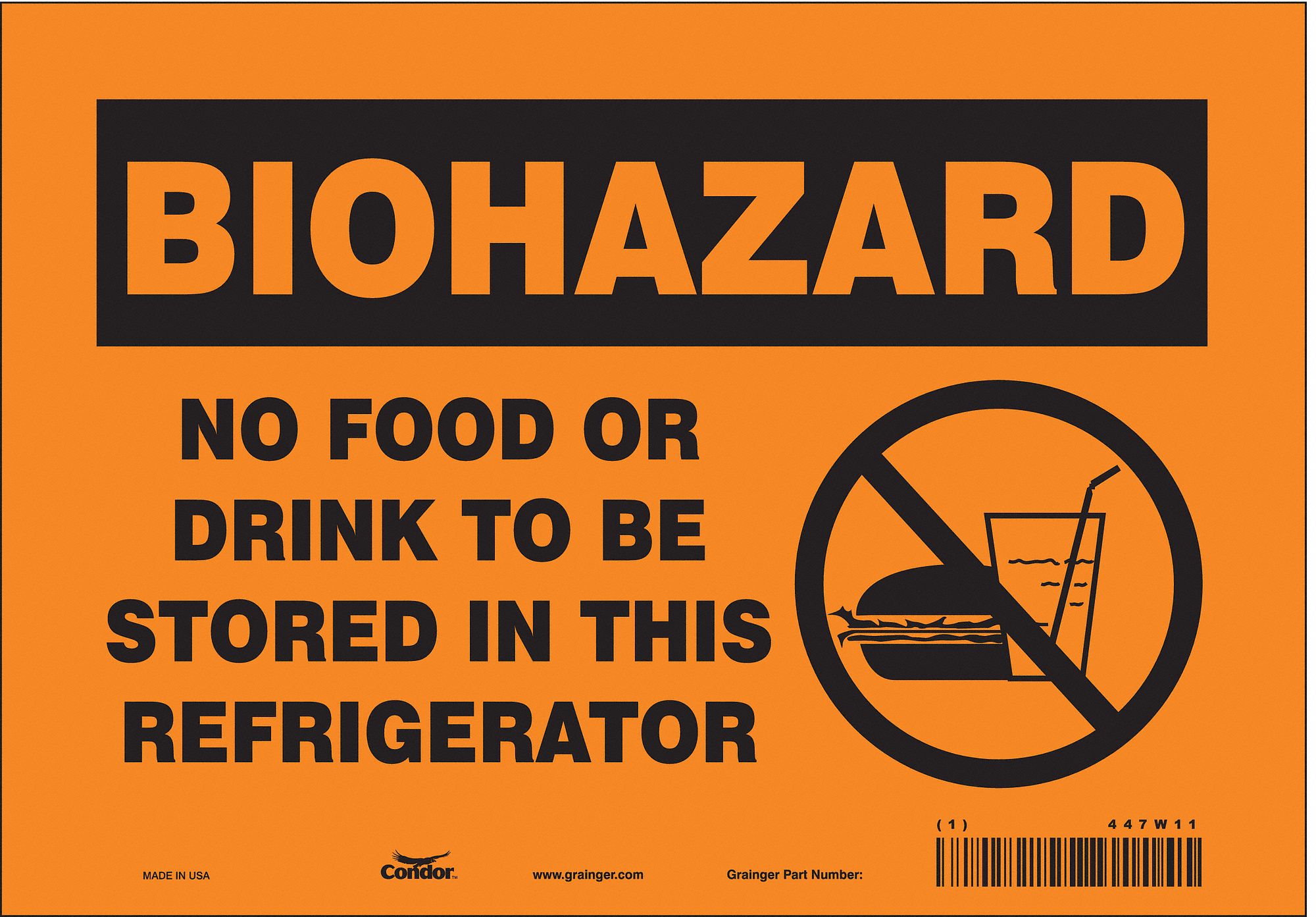 Safety Sign: Vinyl, Adhesive Sign Mounting, 7 in x 10 in Nominal Sign Size, Not Retroreflective