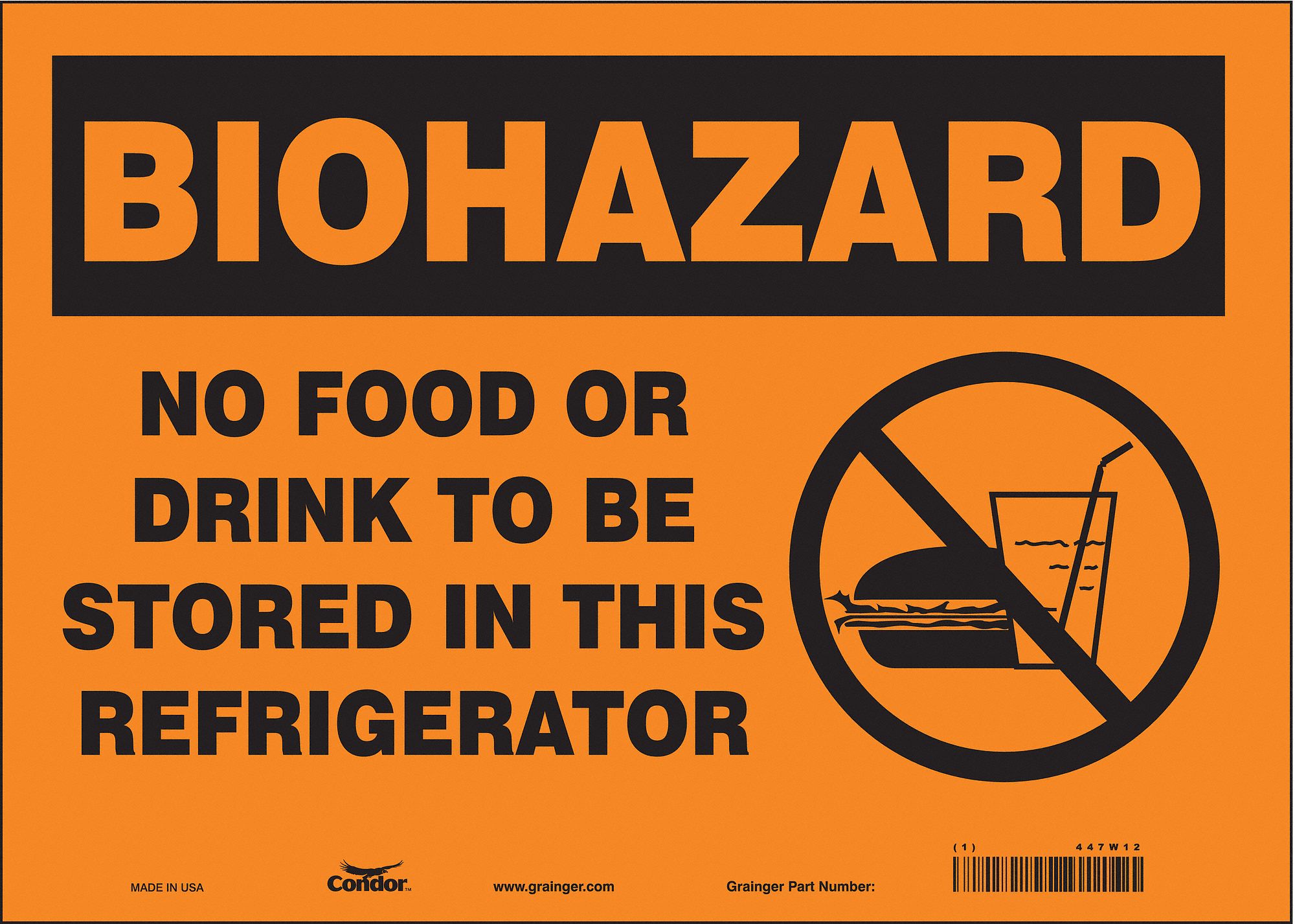 Safety Sign: Vinyl, Adhesive Sign Mounting, 10 in x 14 in Nominal Sign Size, Not Retroreflective