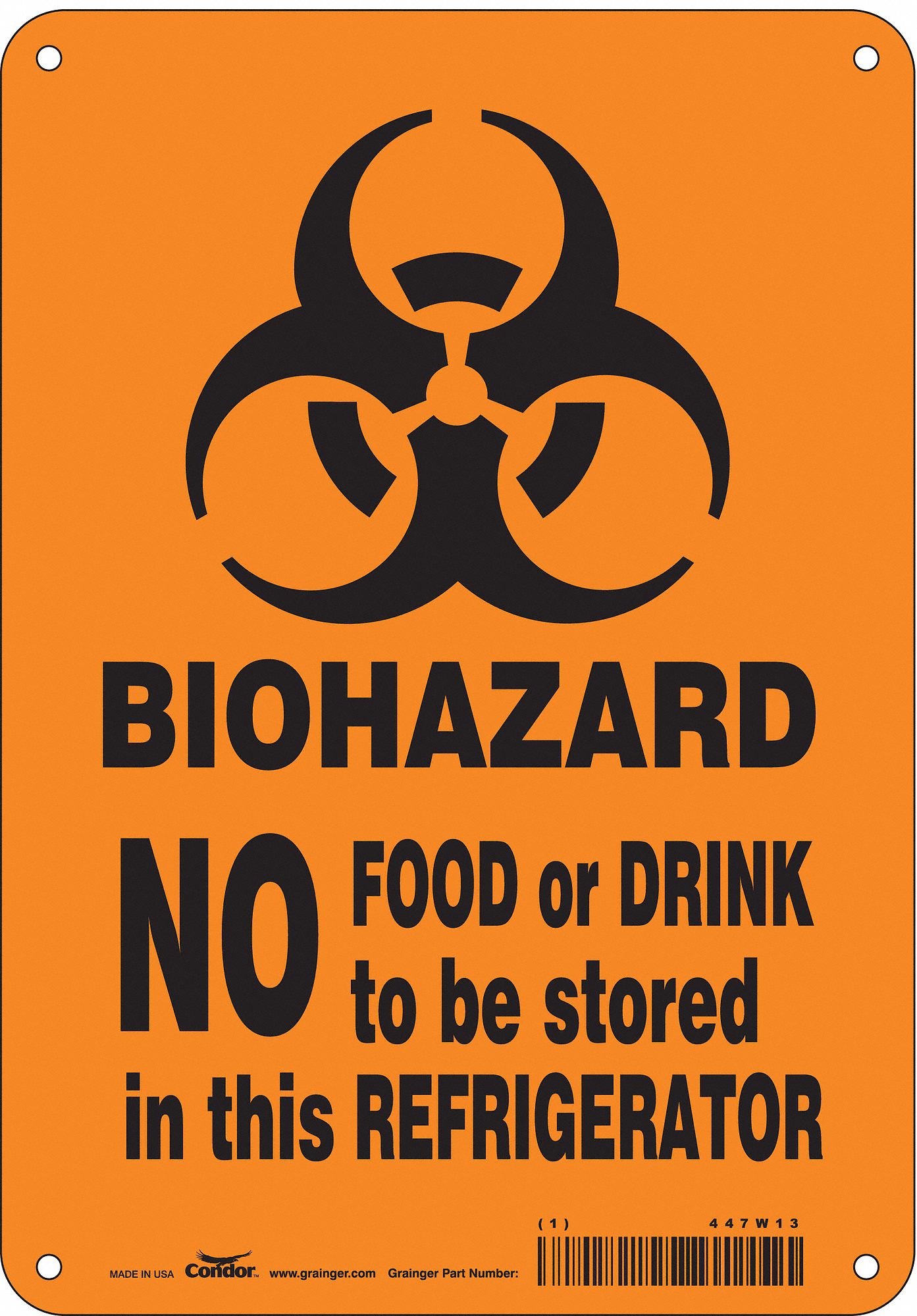 Safety Sign: Aluminum, Mounting Holes Sign Mounting, 10 in x 7 in Nominal Sign Size, 0.032 in Thick