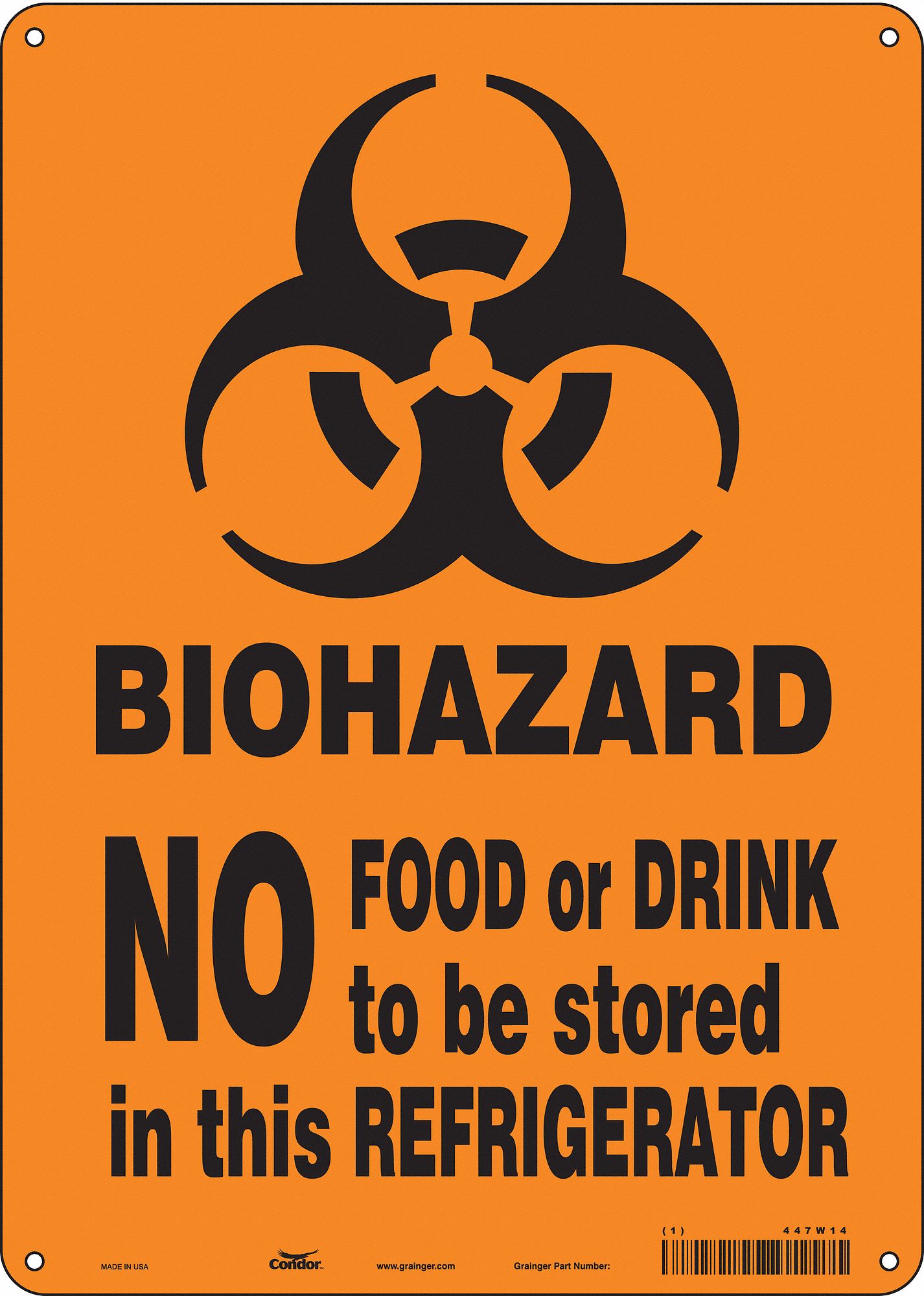 Safety Sign: Aluminum, Mounting Holes Sign Mounting, 14 in x 10 in Nominal Sign Size, 0.032 in Thick
