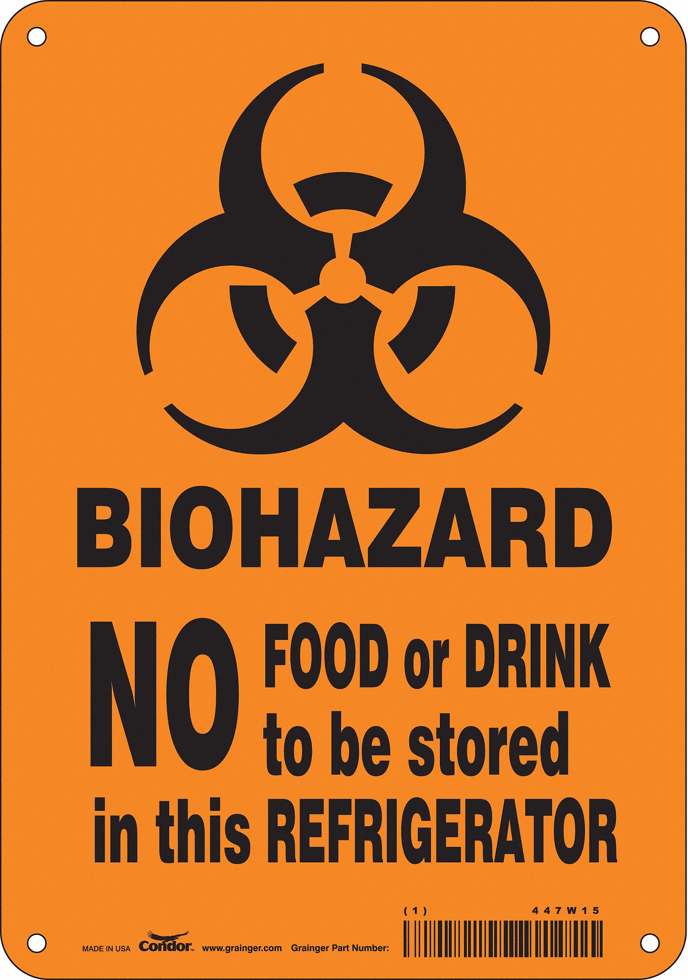 Safety Sign: Polyethylene, Mounting Holes Sign Mounting, 10 in x 7 in Nominal Sign Size, No Header