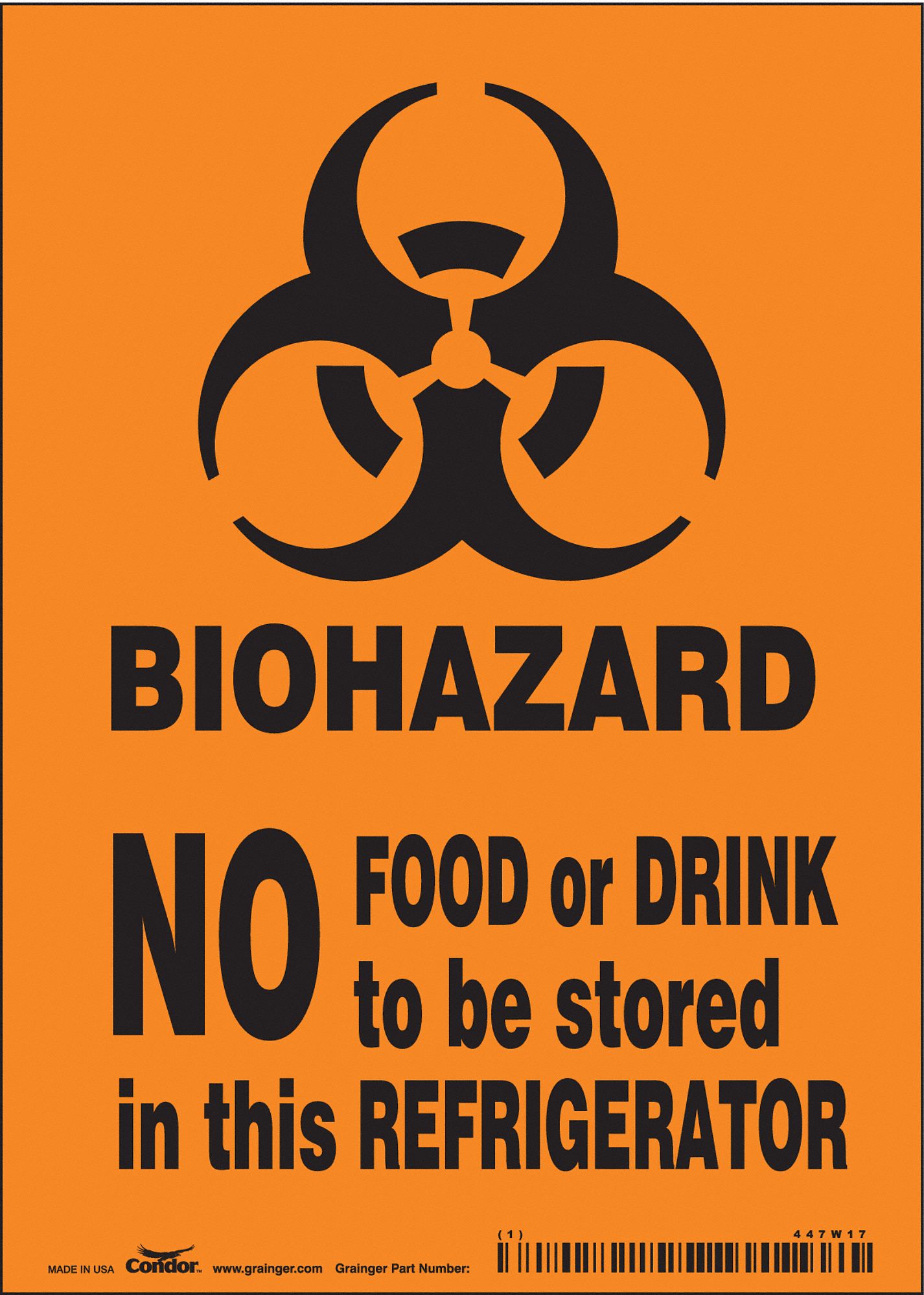 BIOHAZARD SIGN,5" W,7" H,0.004" THICK