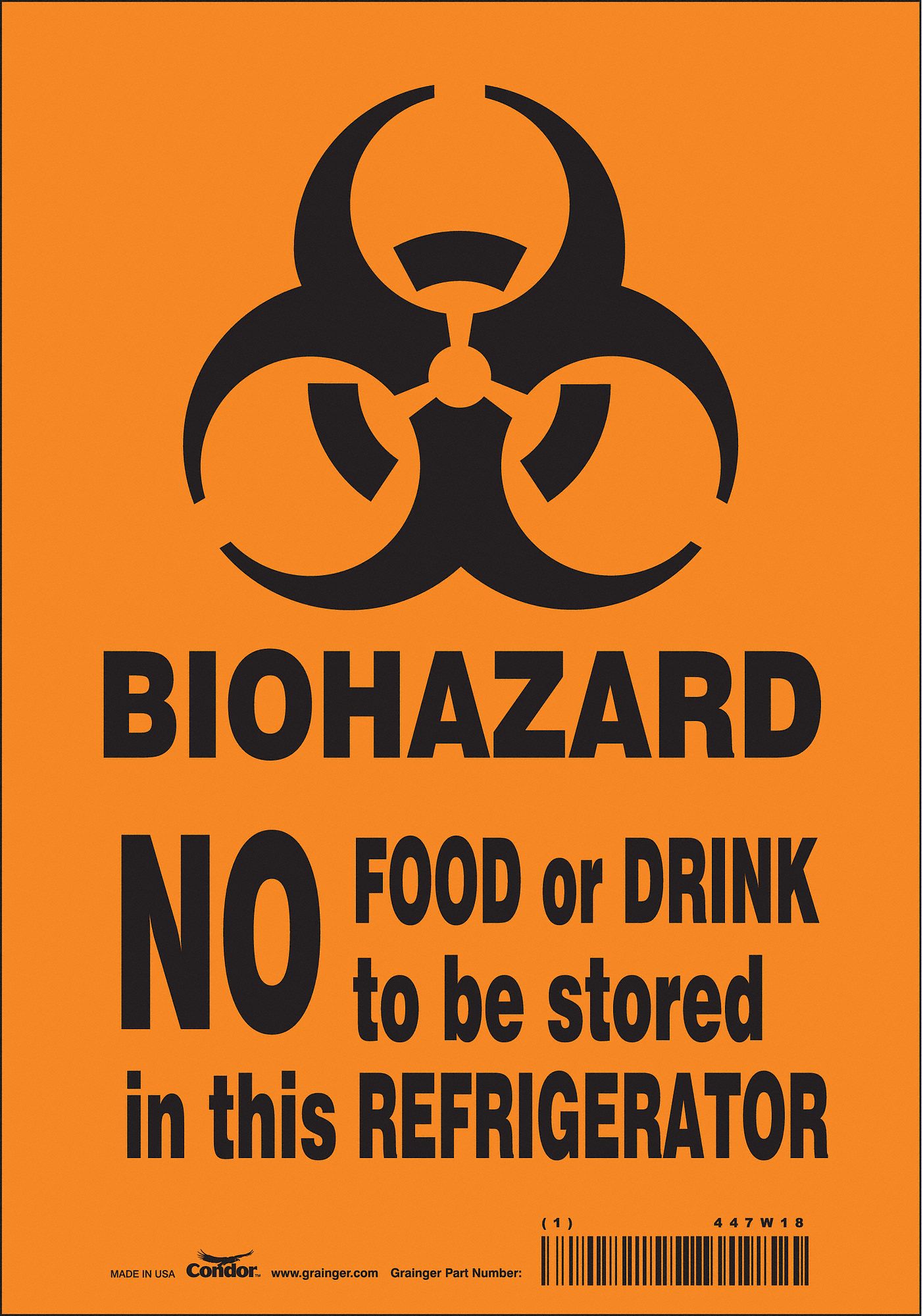 Safety Sign: Vinyl, Adhesive Sign Mounting, 10 in x 7 in Nominal Sign Size, Not Retroreflective