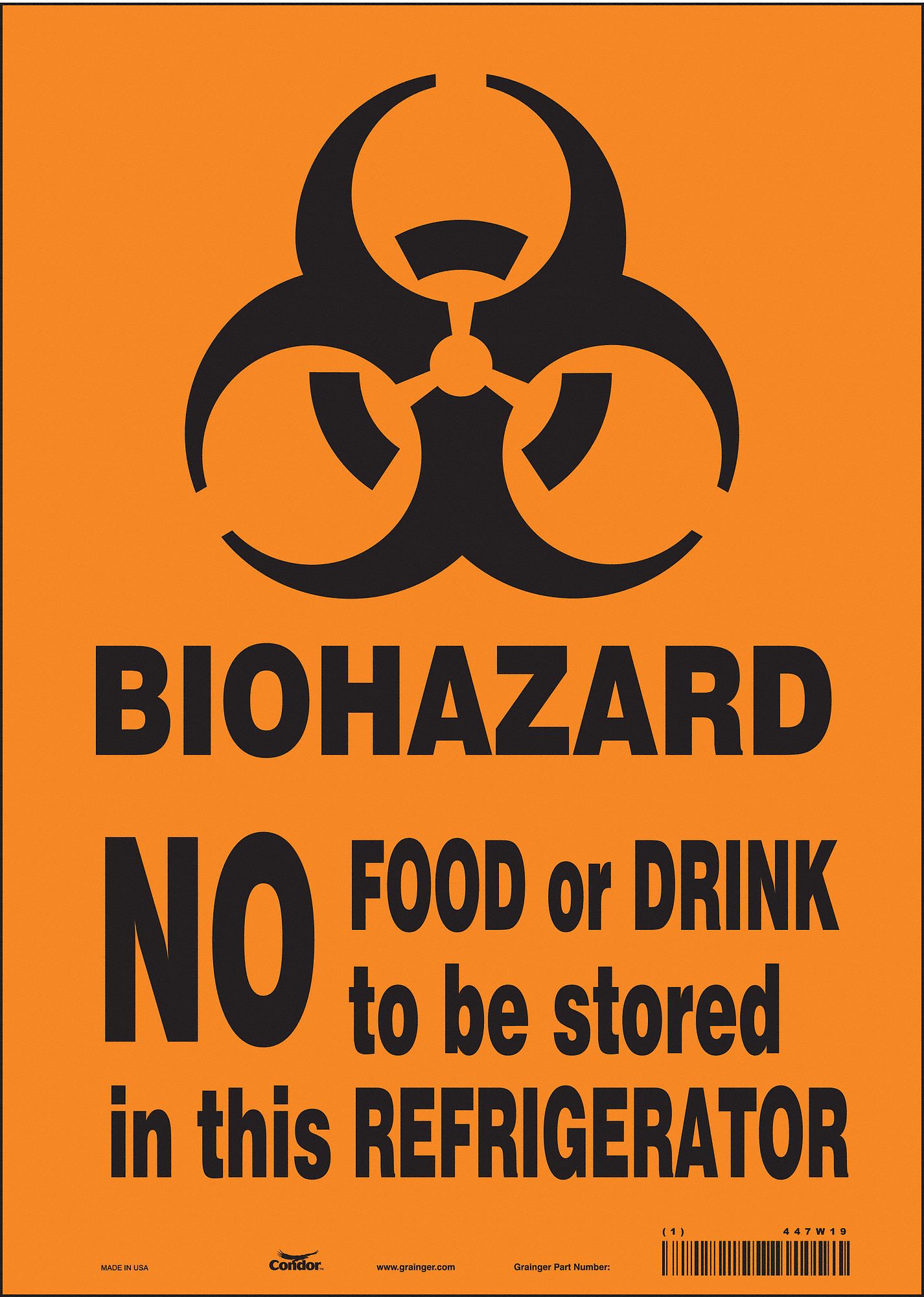 Safety Sign: Vinyl, Adhesive Sign Mounting, 14 in x 10 in Nominal Sign Size, Not Retroreflective