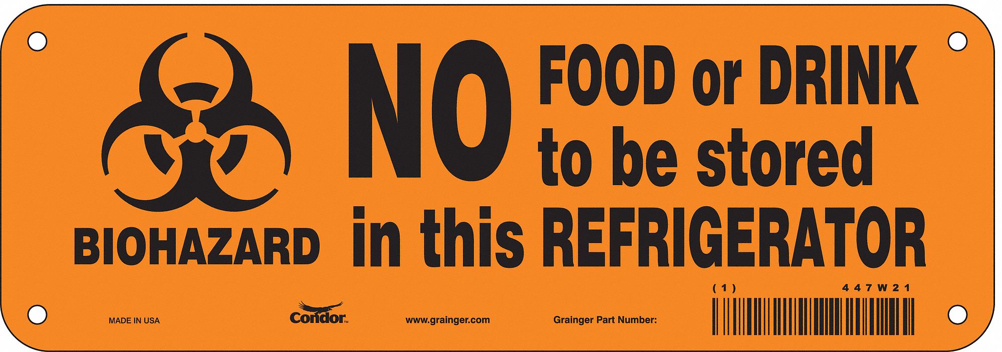 Safety Sign, 3.5x10in, Polyethylene