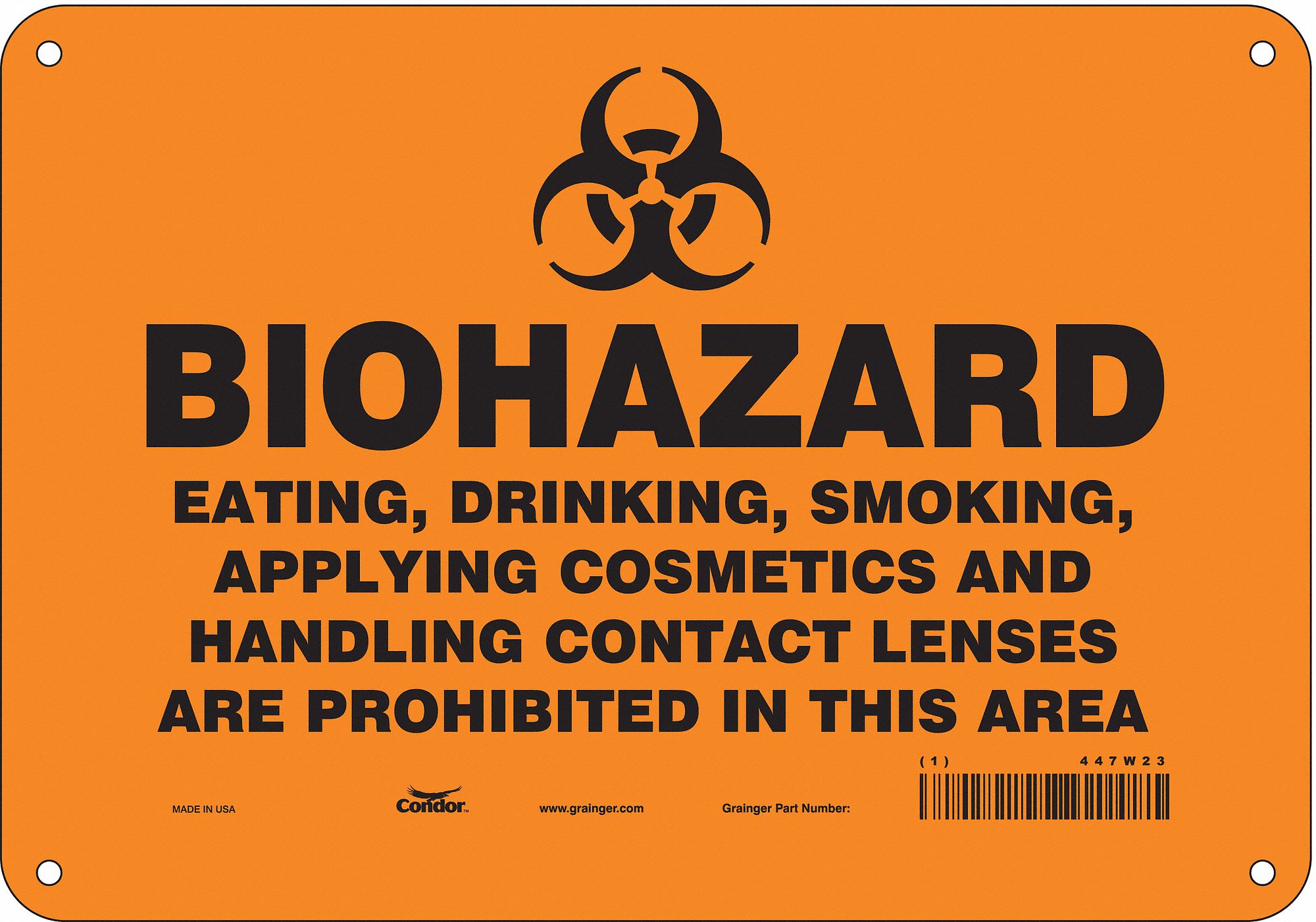Safety Sign: Aluminum, Mounting Holes Sign Mounting, 7 in x 10 in Nominal Sign Size, 0.032 in Thick