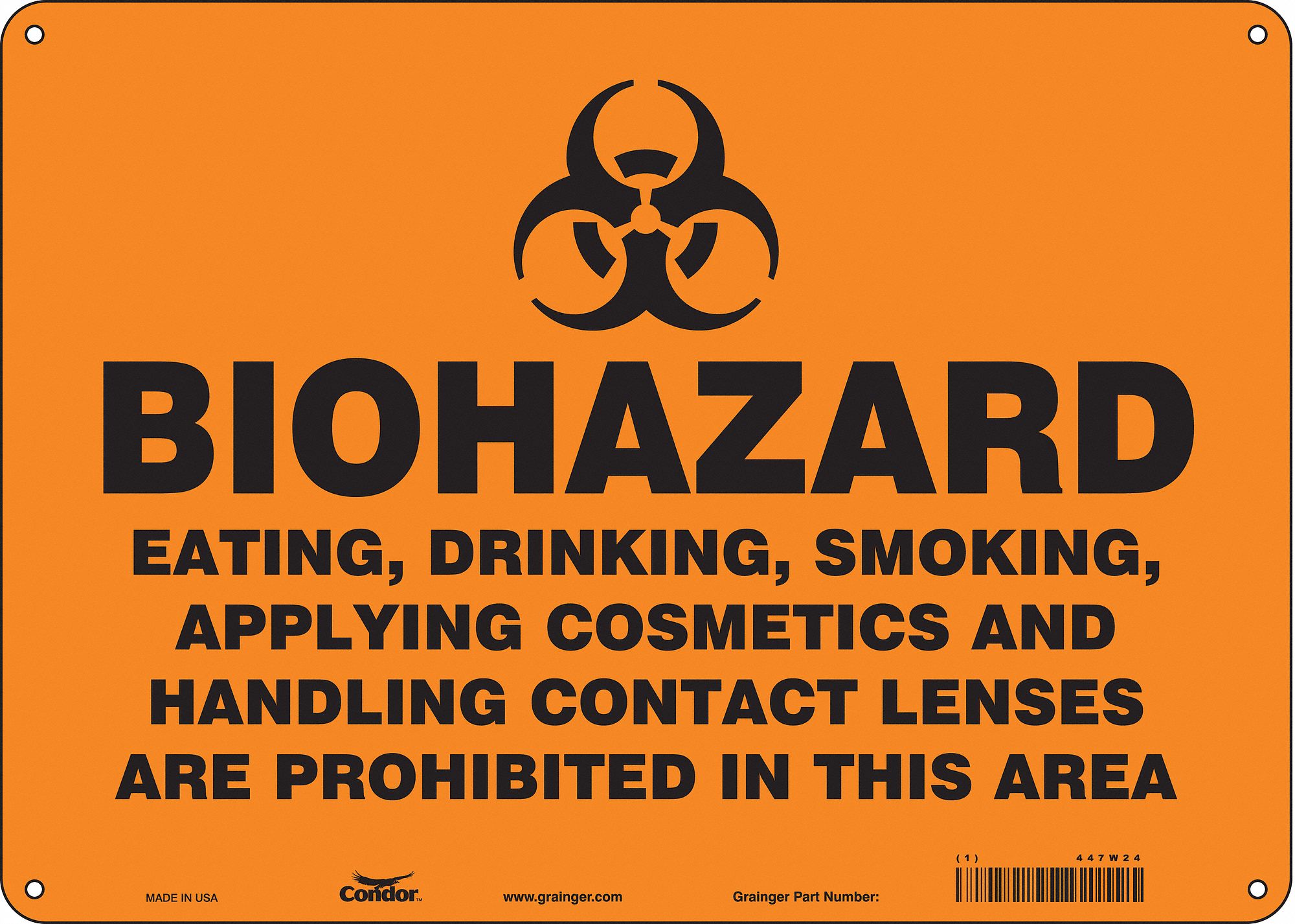 Safety Sign: Aluminum, Mounting Holes Sign Mounting, 10 in x 14 in Nominal Sign Size, 0.032 in Thick