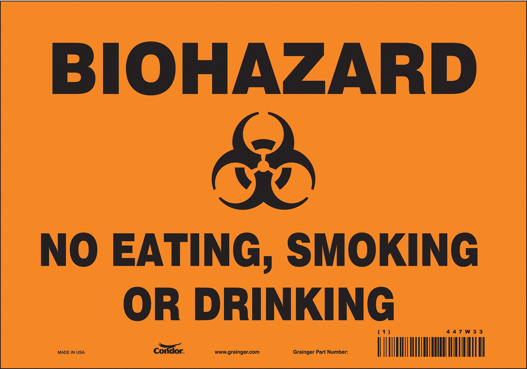 Safety Sign: Vinyl, Adhesive Sign Mounting, 7 in x 10 in Nominal Sign Size, Not Retroreflective