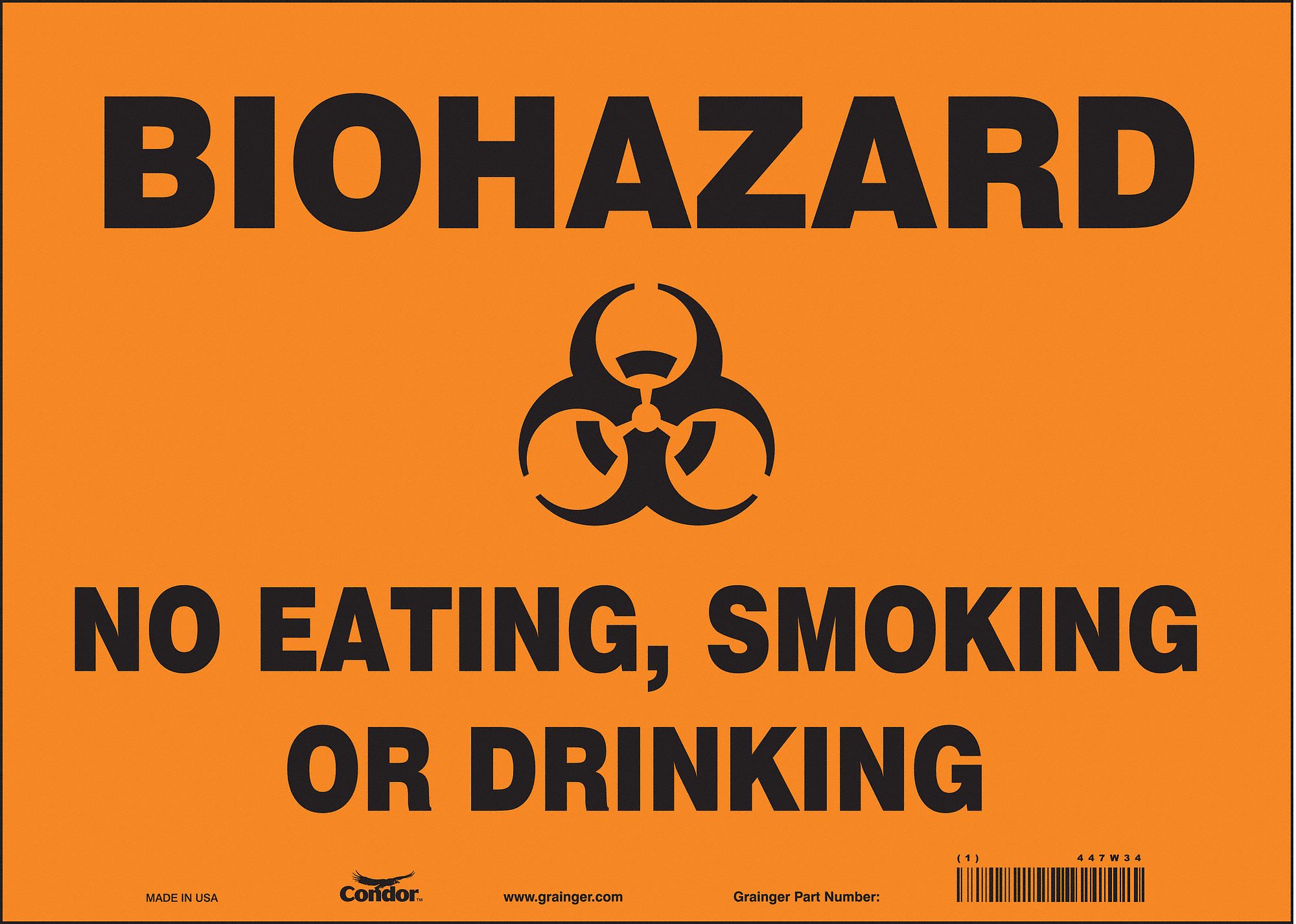 Safety Sign: Vinyl, Adhesive Sign Mounting, 10 in x 14 in Nominal Sign Size, Not Retroreflective