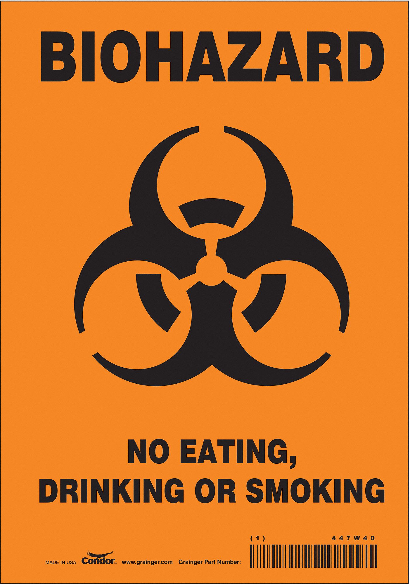 Safety Sign: Vinyl, Adhesive Sign Mounting, 10 in x 7 in Nominal Sign Size, Not Retroreflective