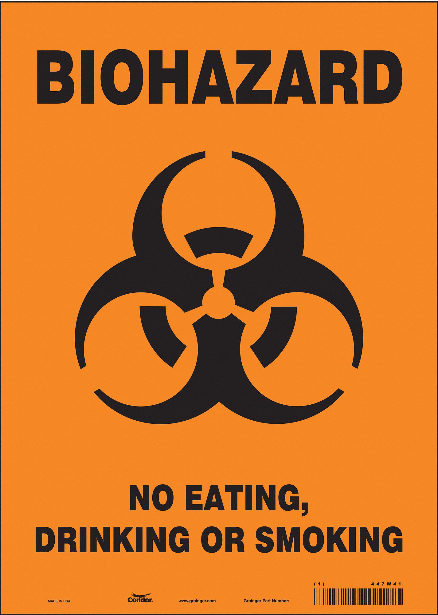 Safety Sign: Vinyl, Adhesive Sign Mounting, 14 in x 10 in Nominal Sign Size, Not Retroreflective