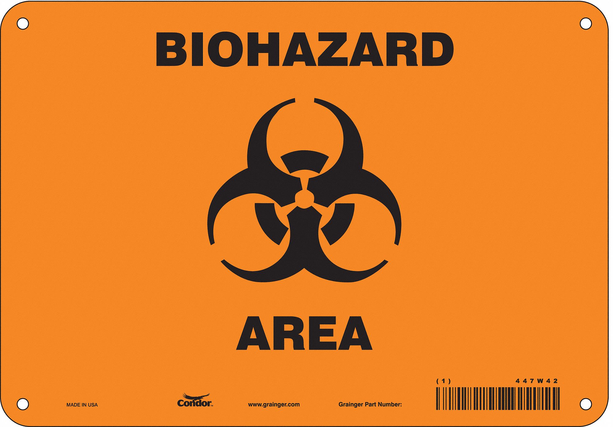 Safety Sign: Aluminum, Mounting Holes Sign Mounting, 7 in x 10 in Nominal Sign Size, 0.032 in Thick