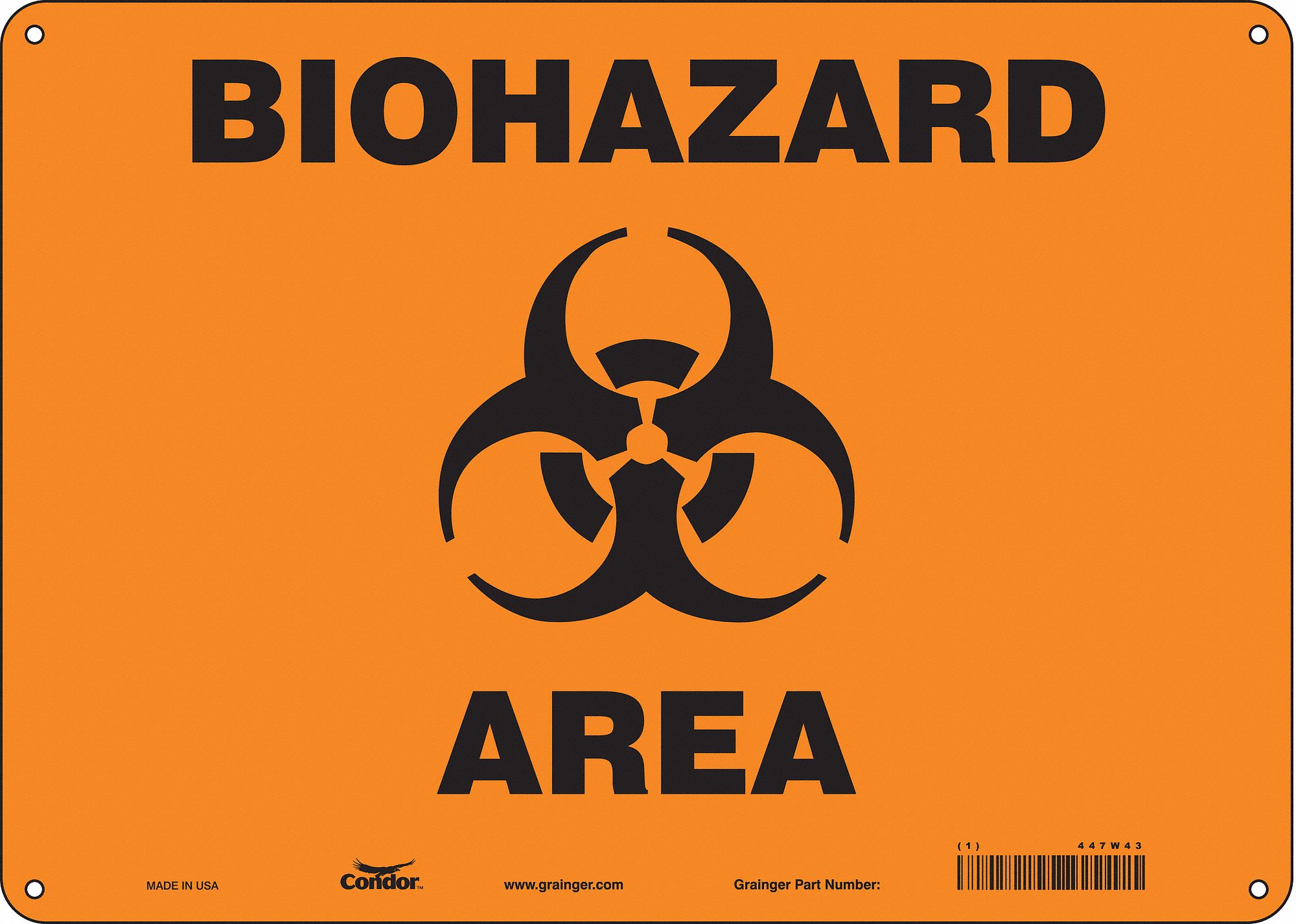 Safety Sign: Aluminum, Mounting Holes Sign Mounting, 10 in x 14 in Nominal Sign Size, 0.032 in Thick