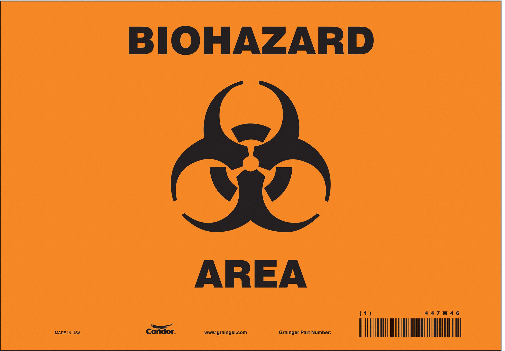 Safety Sign: Vinyl, Adhesive Sign Mounting, 7 in x 10 in Nominal Sign Size, Not Retroreflective