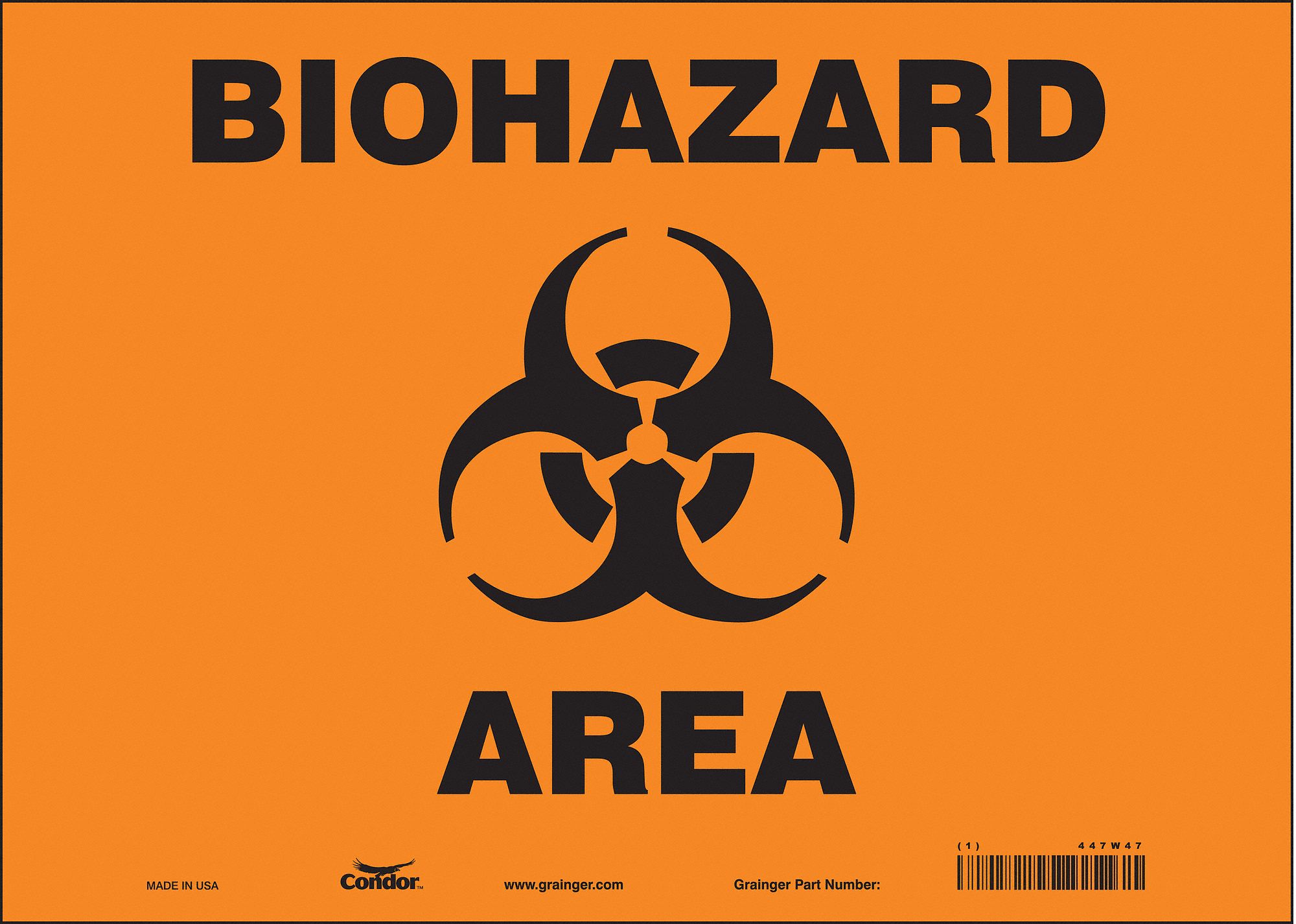 Safety Sign: Vinyl, Adhesive Sign Mounting, 10 in x 14 in Nominal Sign Size, Not Retroreflective