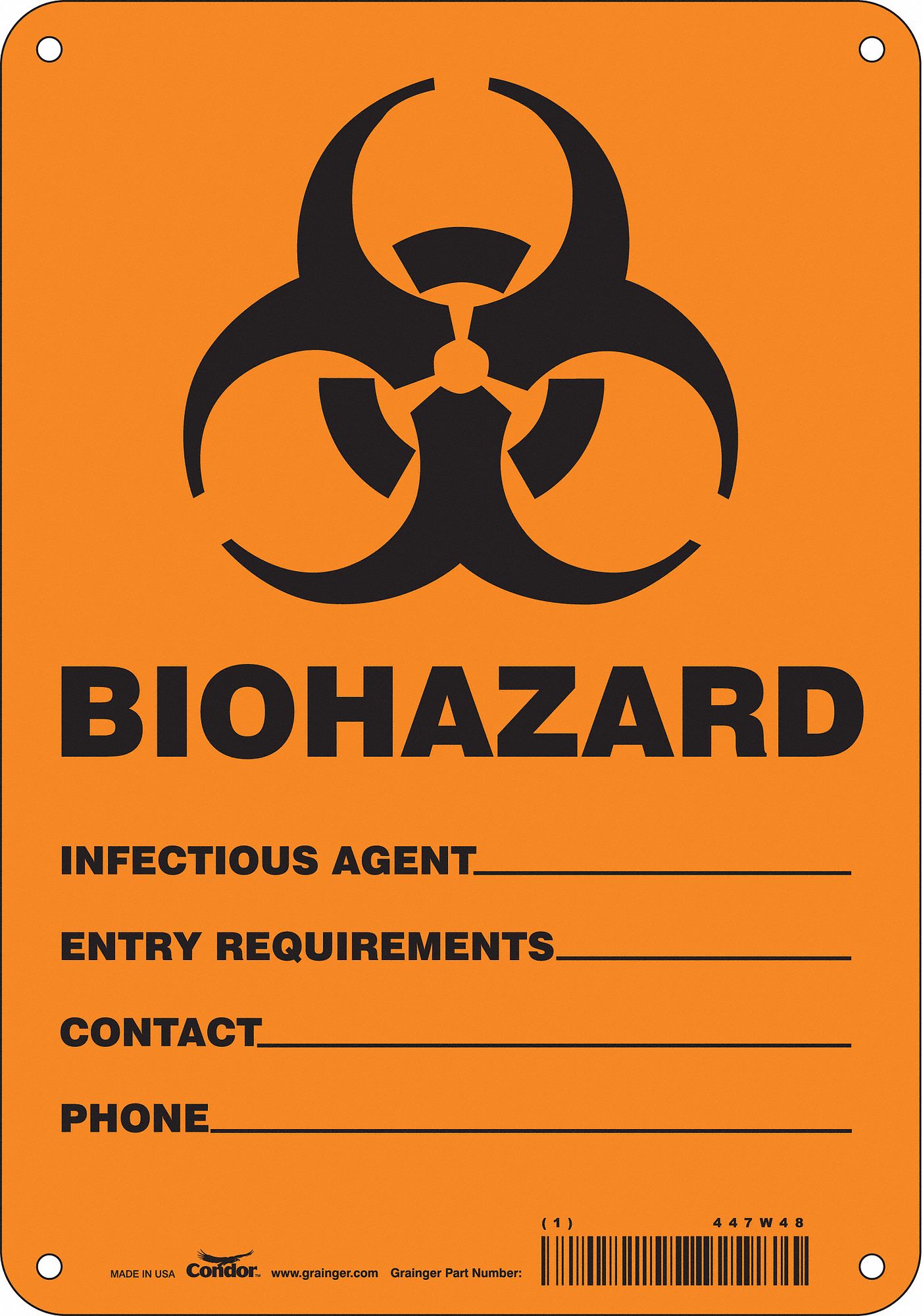 Safety Sign: Aluminum, Mounting Holes Sign Mounting, 10 in x 7 in Nominal Sign Size, 0.032 in Thick