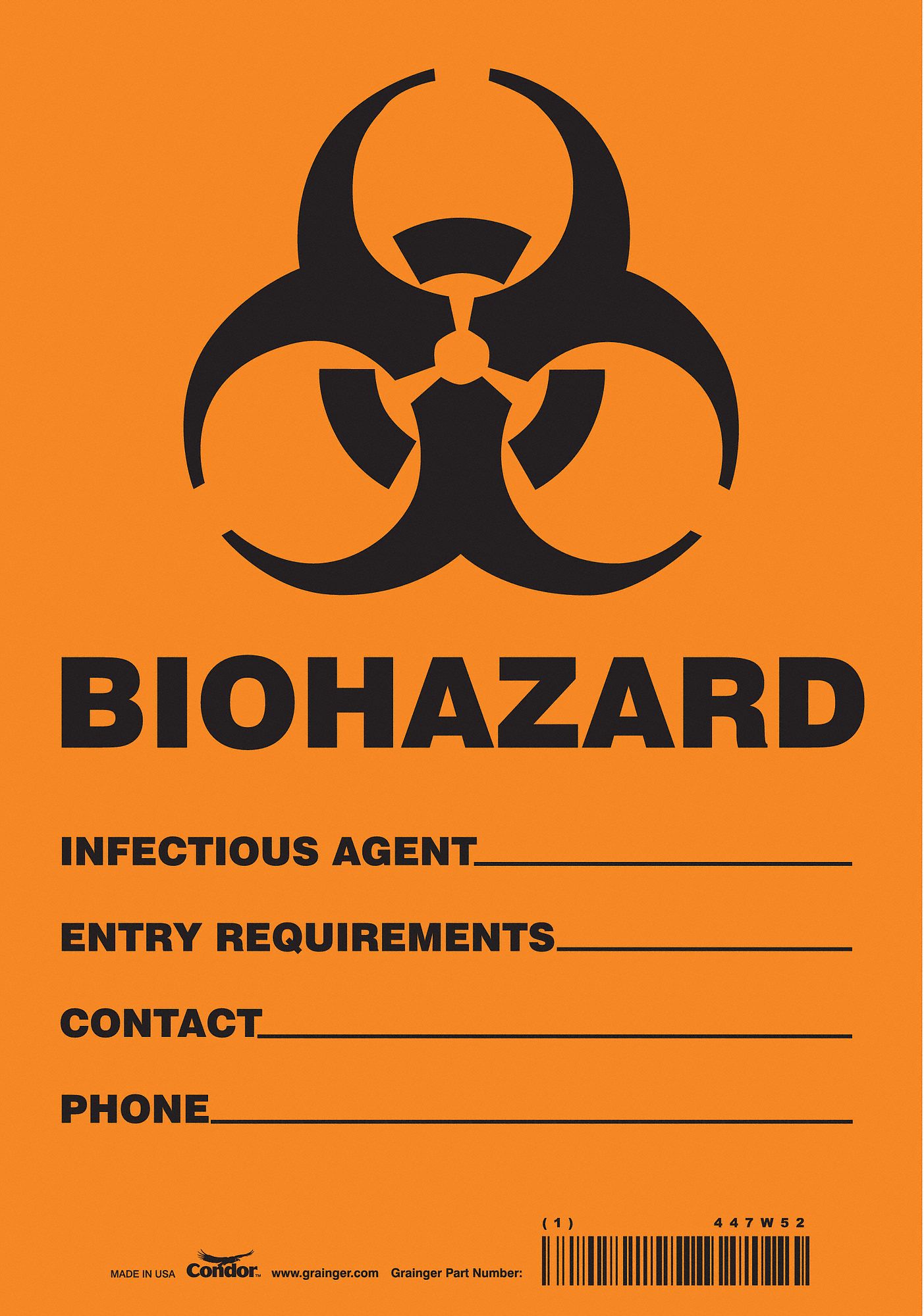 Safety Sign: Vinyl, Adhesive Sign Mounting, 10 in x 7 in Nominal Sign Size, Not Retroreflective