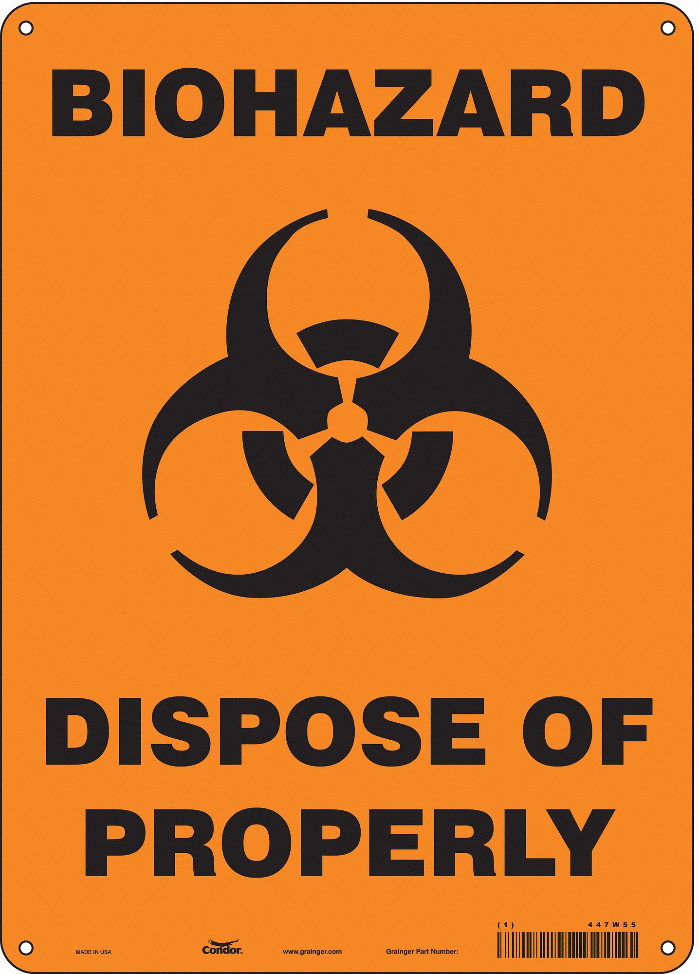 Safety Sign: Aluminum, Mounting Holes Sign Mounting, 14 in x 10 in Nominal Sign Size, 0.032 in Thick