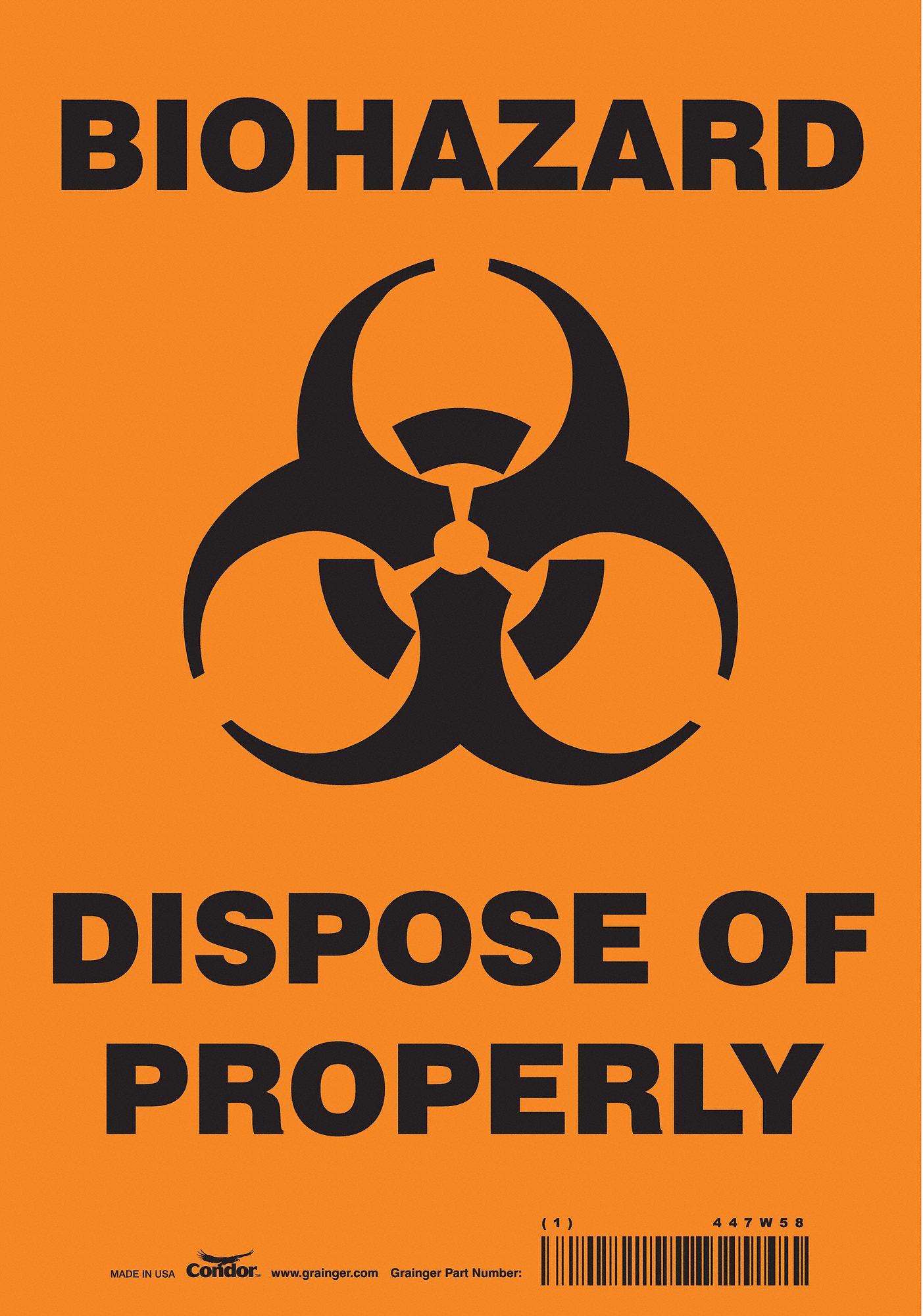 Safety Sign: Vinyl, Adhesive Sign Mounting, 10 in x 7 in Nominal Sign Size, Not Retroreflective