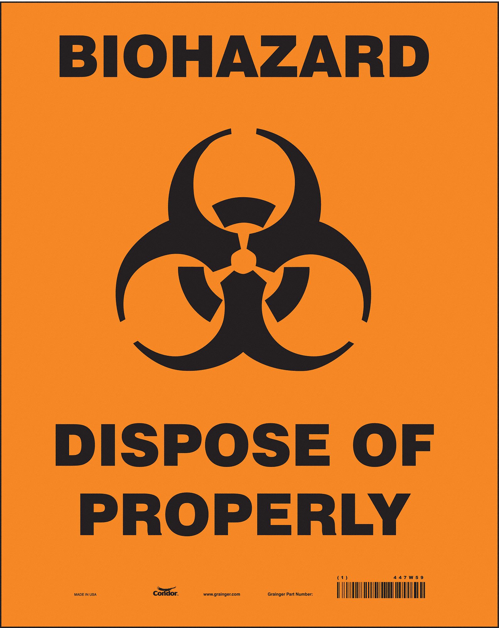 Safety Sign: Vinyl, Adhesive Sign Mounting, 14 in x 10 in Nominal Sign Size, Not Retroreflective