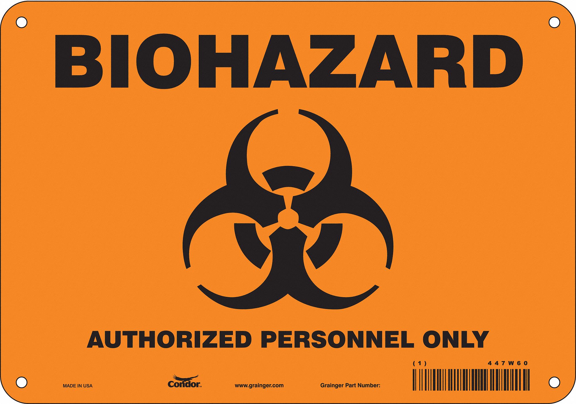 Safety Sign: Aluminum, Mounting Holes Sign Mounting, 7 in x 10 in Nominal Sign Size, 0.032 in Thick