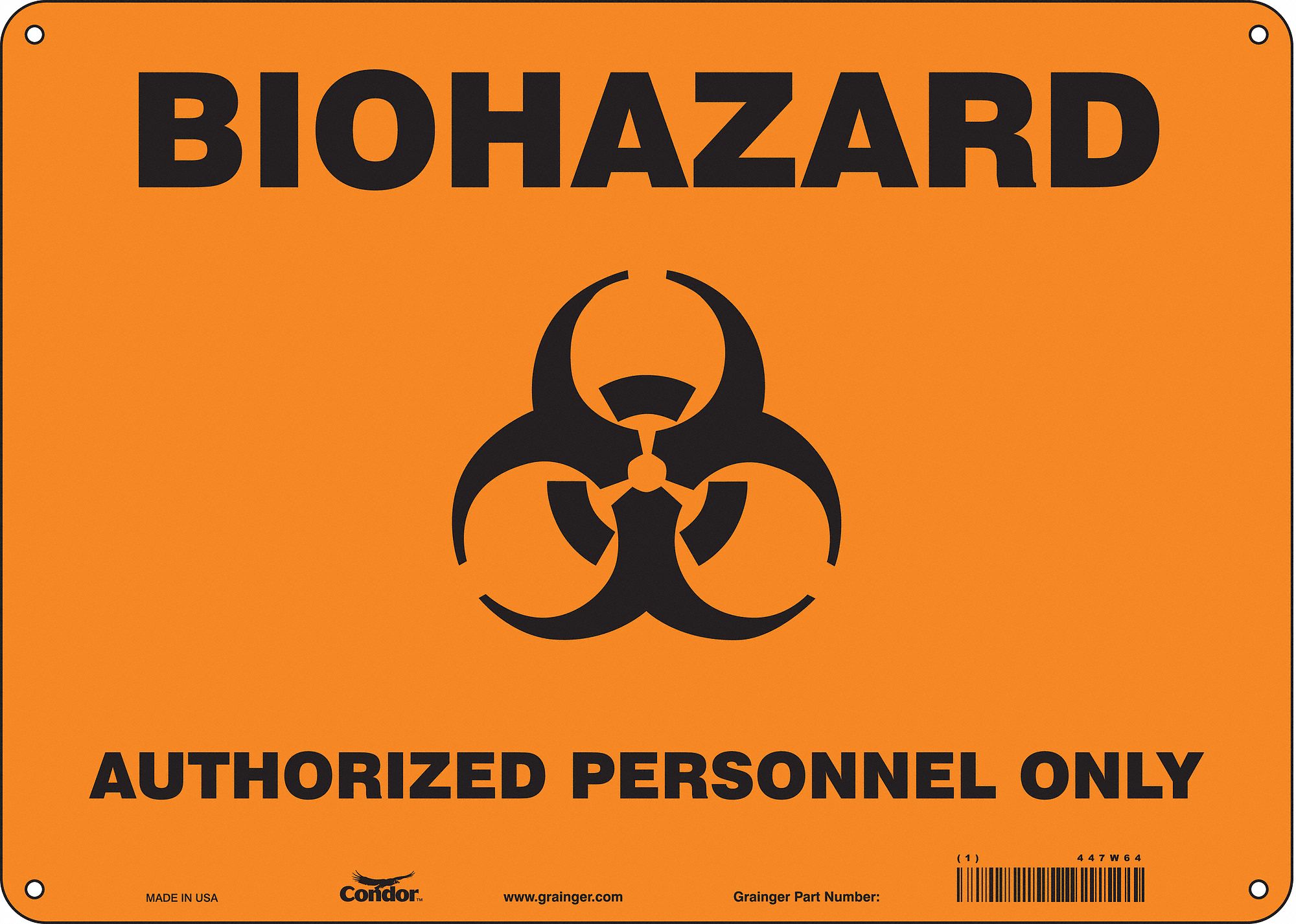 Safety Sign: Polyethylene, Mounting Holes Sign Mounting, 10 in x 14 in Nominal Sign Size