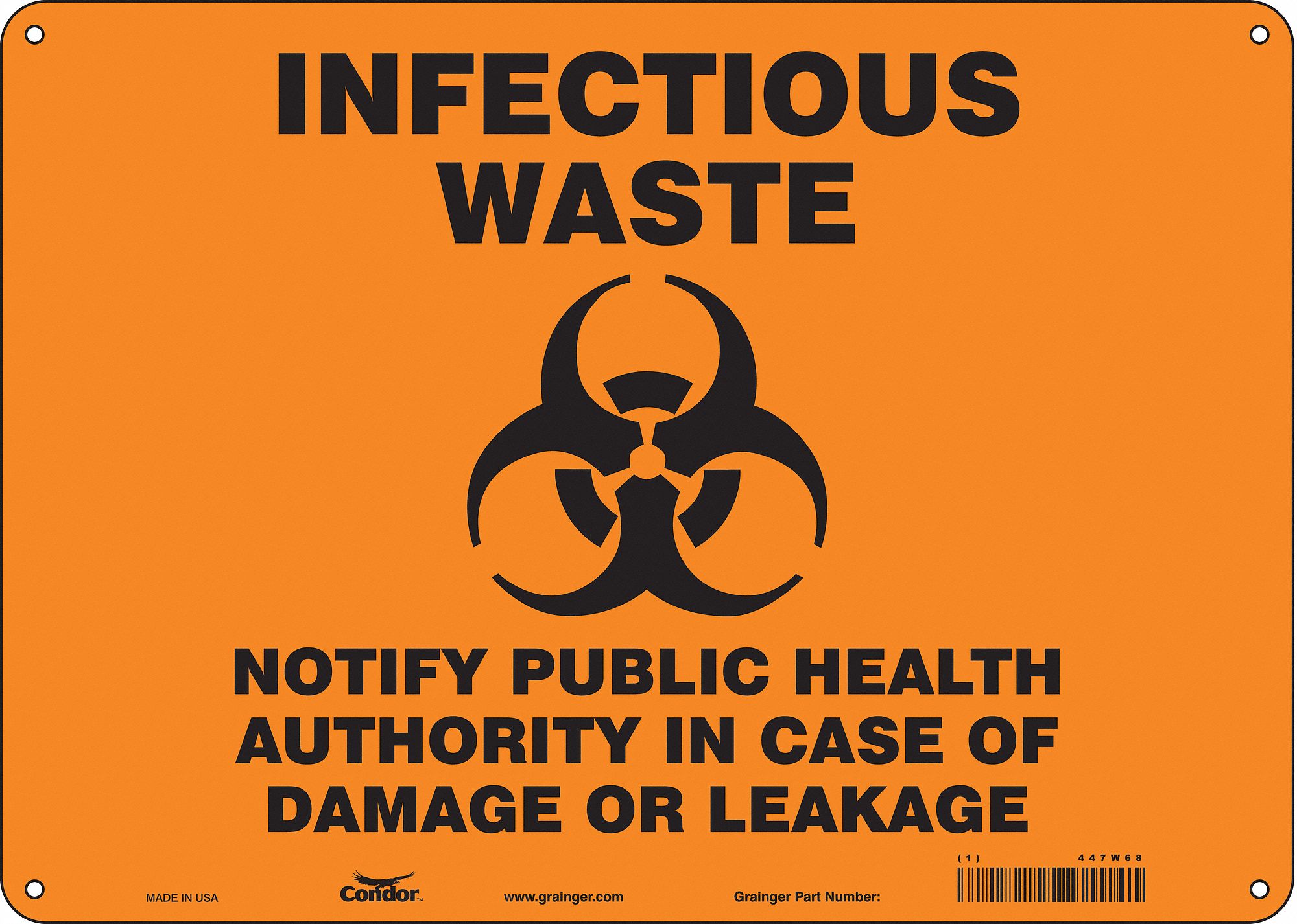 Safety Sign: Aluminum, Mounting Holes Sign Mounting, 10 in x 14 in Nominal Sign Size, 0.032 in Thick
